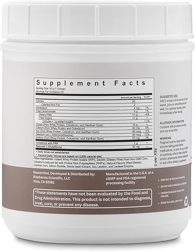 Miniatura 3 de Biopharma Scientific NanoPro - Proteína de suero inmune sin desnaturalizar | Sabor de vainilla | 30 porciones | Calostro, hierro, calcio, vacas