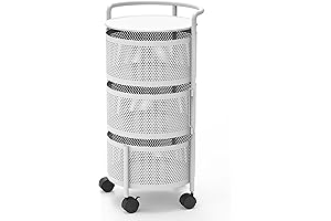 3-Tier Rolling Storage Cart with Drawers - Space-Saving Kitchen Organizer for Fruits,...