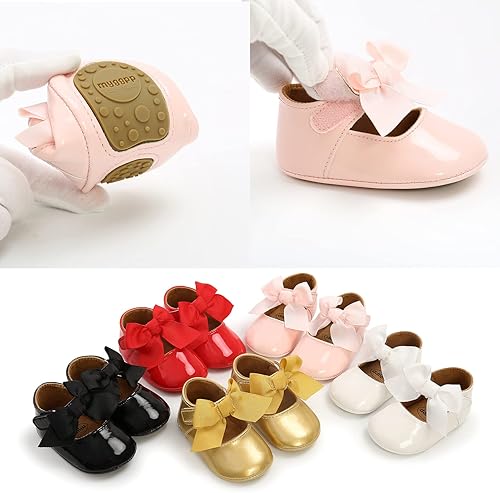 Miniatura 6 de Mary Jane - Zapatos de princesa para bebé, zapatos planos para niñas que ya caminan con suela de goma antideslizante y moño