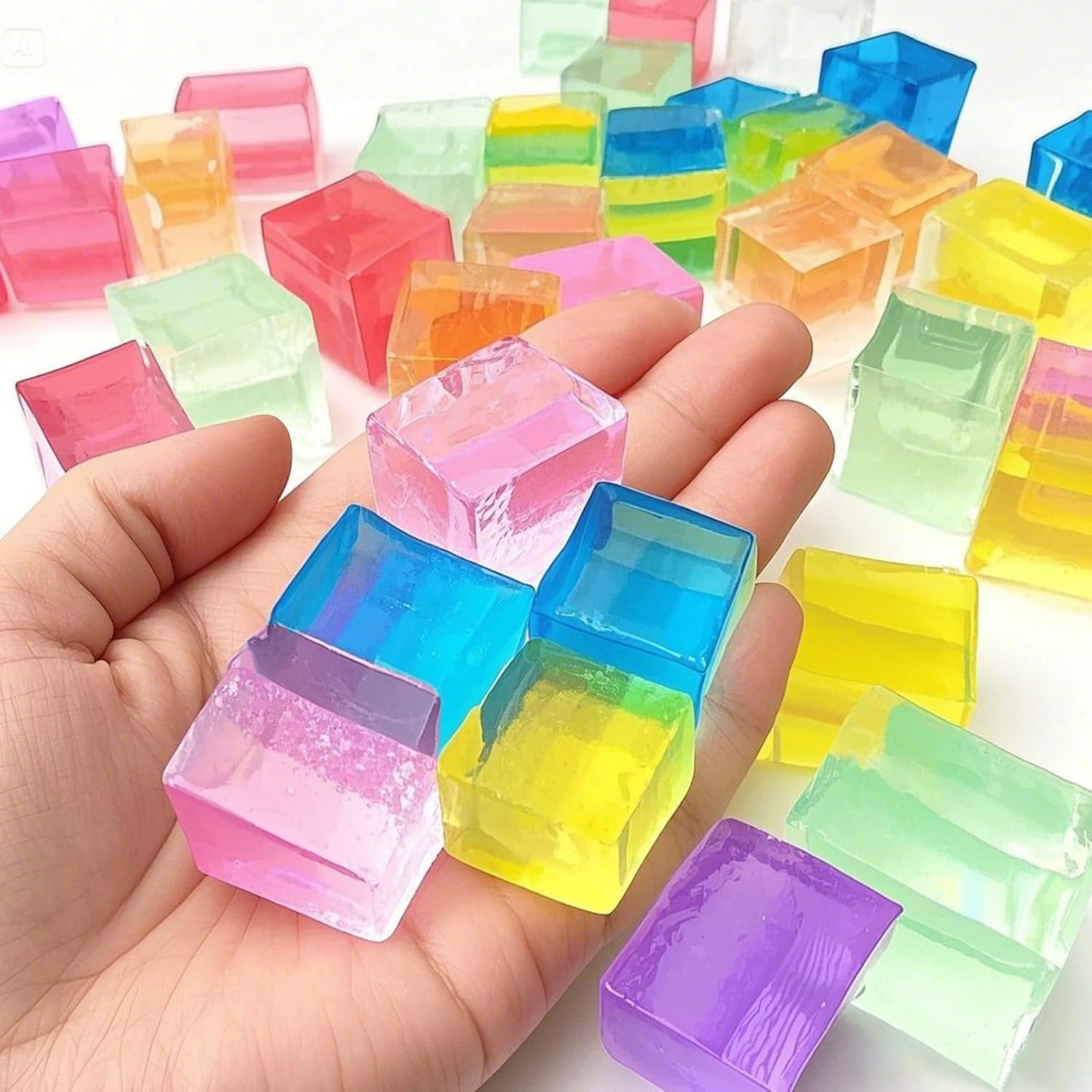 Square Gel Beads for Vases,Colourful Water Gel Beads,Cubes Fillers Water-Absorbent Expanding for Floral Arrangement Plant Transparent Bottle Decoration