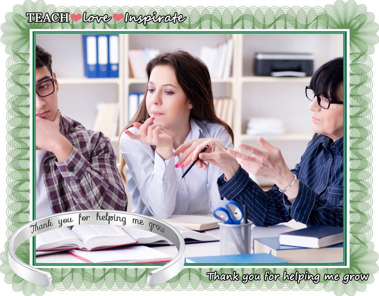 CERSLIMO Teacher Thank You Gifts for Women - Bracelet Cuff Bangle for Christmas, Graduation, Appreciation, Back to School, End of Year, Retirement - From Students - Image 2