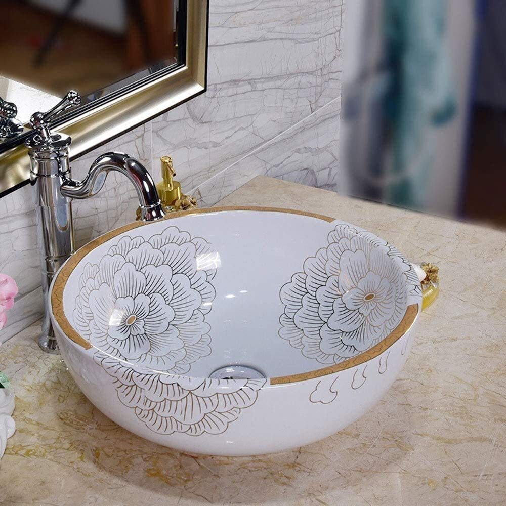 Szafka Pod Umywalkę Z Umywalką, Umywalka Nablatowa, 12-Calowa Okrągła Umywalka Ceramiczna Z Porcelany, Amerykańska Biała Umywalka Nablatowa