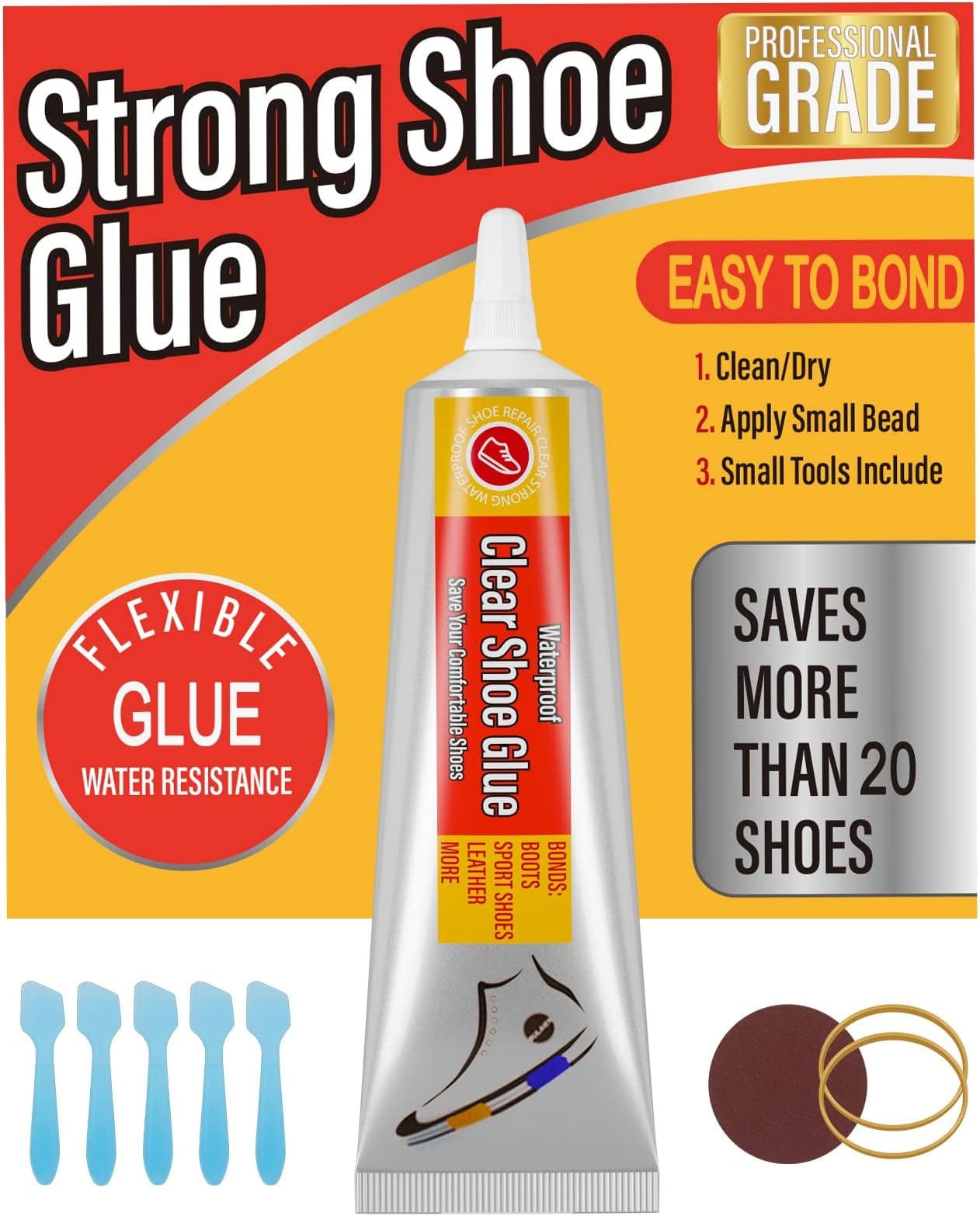 Evatage Waterproof Shoe Glue Kit for Sole Repair - Adhesive for Sneakers, Boots, Leather Handbags, Heels Fix