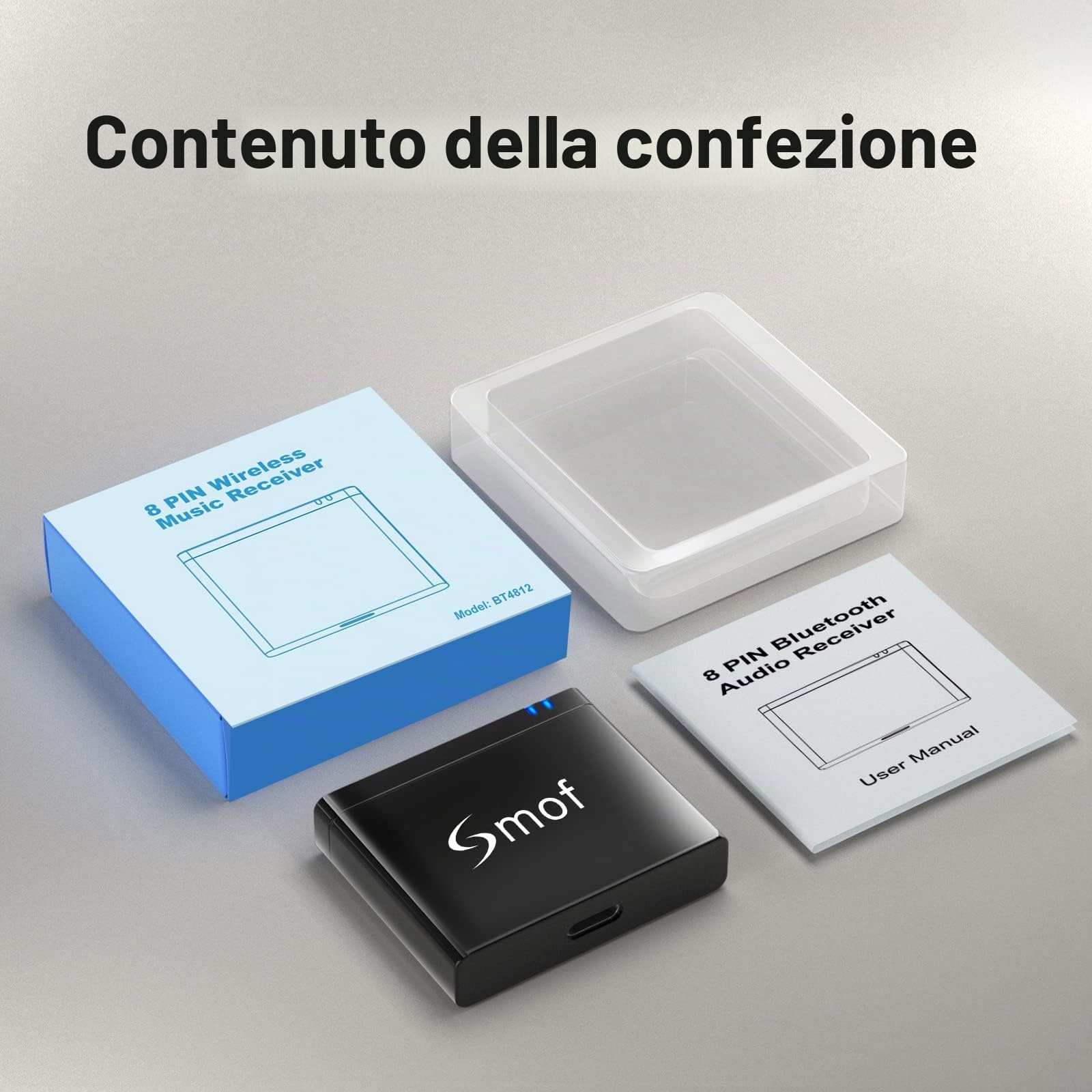 Smof 8 Pin Adattatore Bluetooth, Adattatore per Ricevitore Musicale Bluetooth Wireless per Bose Sounddock III/XT, JBL MS302GM, Yamaha TSX-14, iHome IPL8BN, Zeppelin Air C Bowers Wilkons