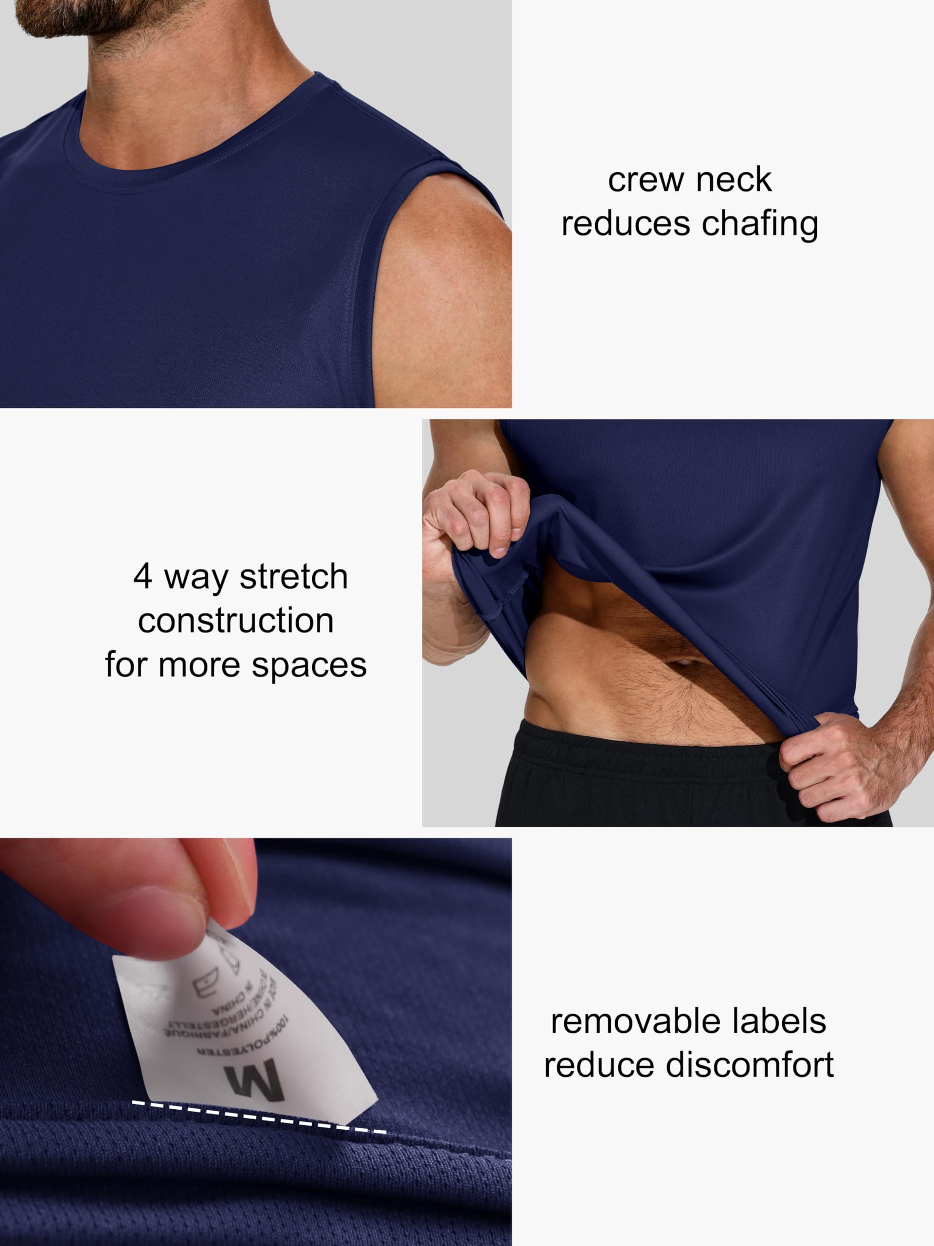 Herren-Tank-Tops, schnelltrocknend, ärmellos, Netzstoff, Workout, Fitnessstudio, Muskeln, Laufen, 5 Stück