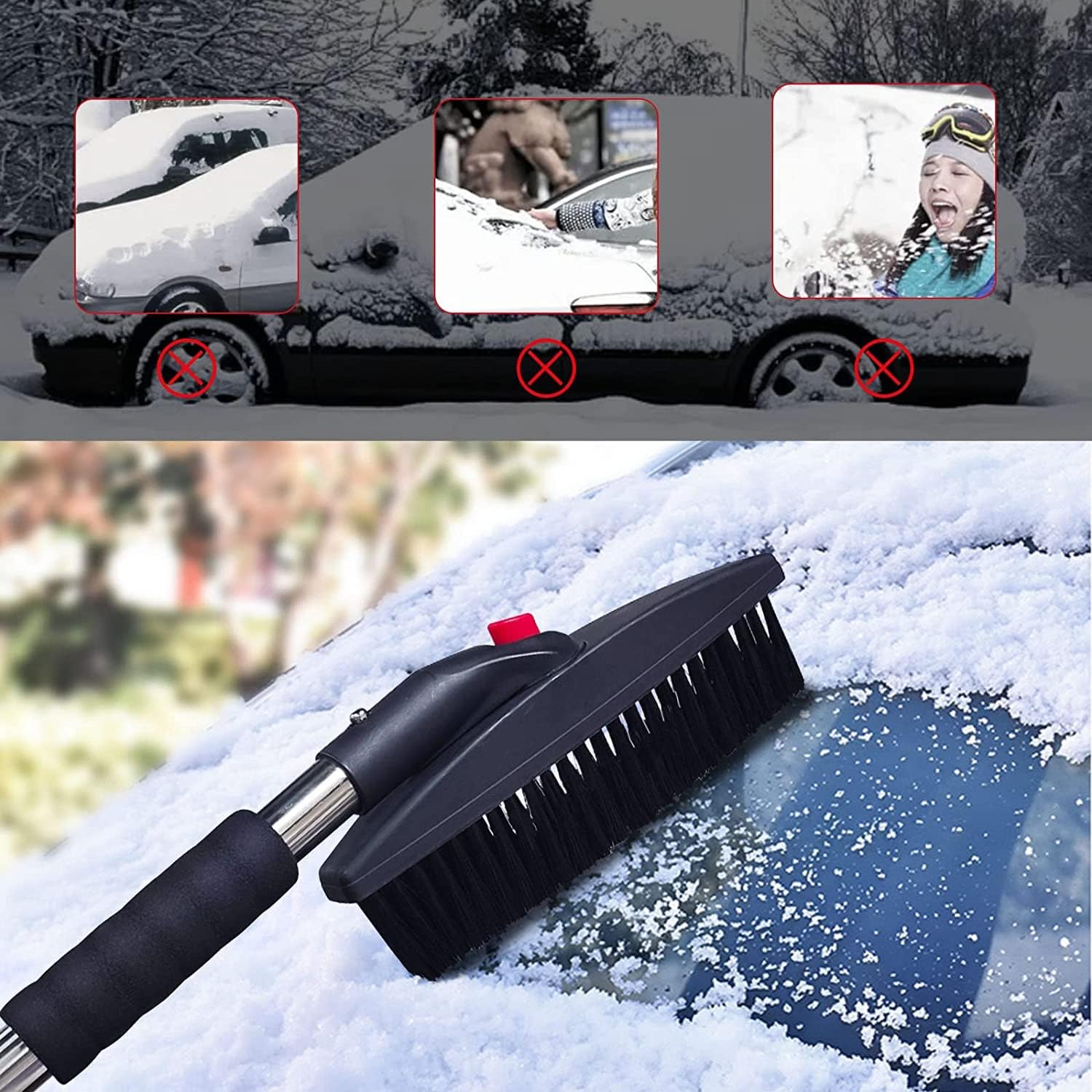 review 3-in-1 Snow Shovel with Ice Scraper & Snow Brush, Multifunctional Emergency Snow Shovel Kit, 3 Piece Portable Snow Shovel Removal Kit for Car and Truck, Camping and Outdoor Activities