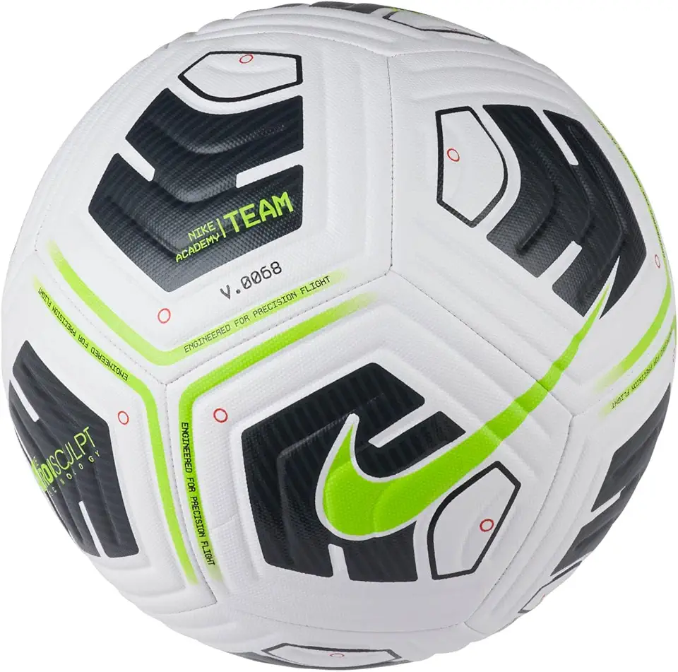 Nike Unissex's NK Academy - Bola de futebol recreativa de equipe, branco/preto/(volt), 5