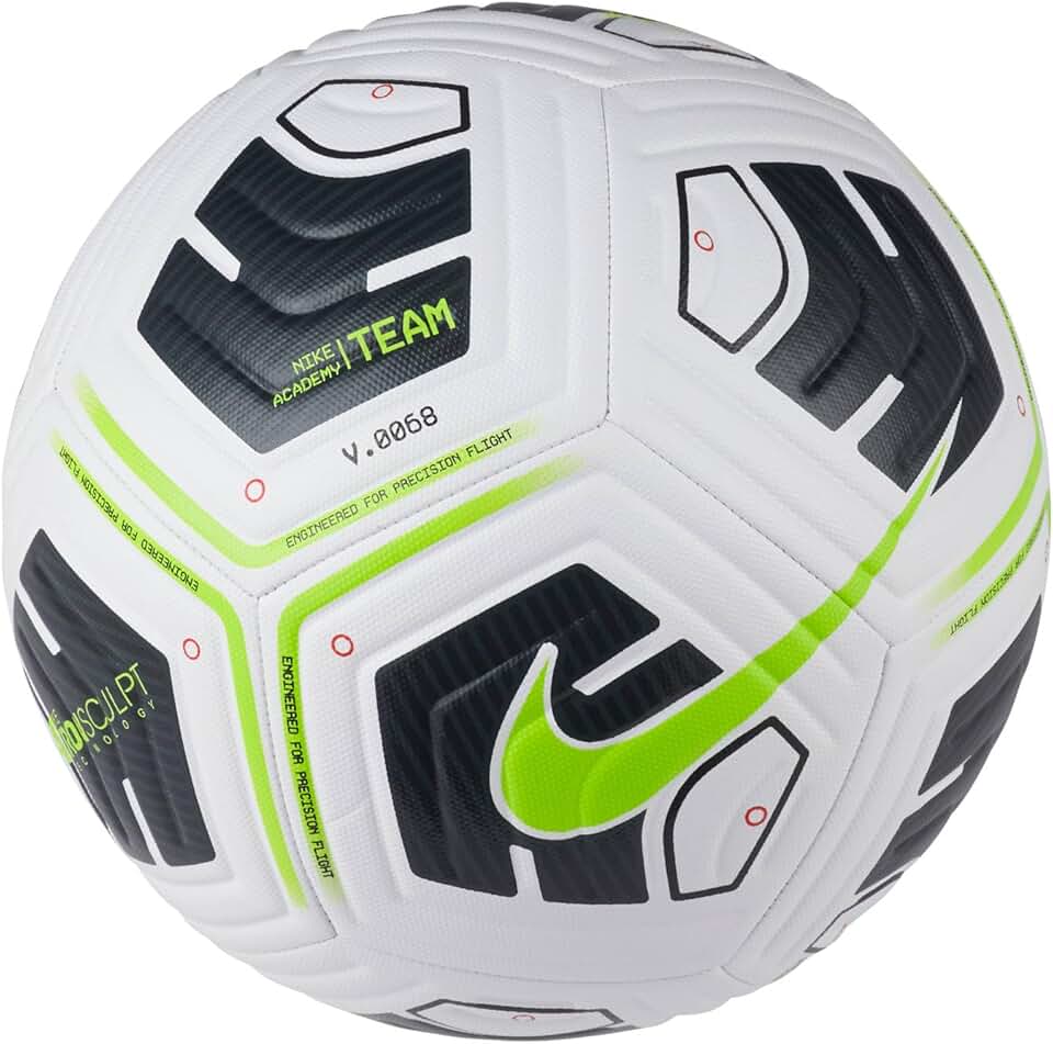 Nike Unissex's NK Academy - Bola de futebol recreativa de equipe, branco/preto/(volt), 5