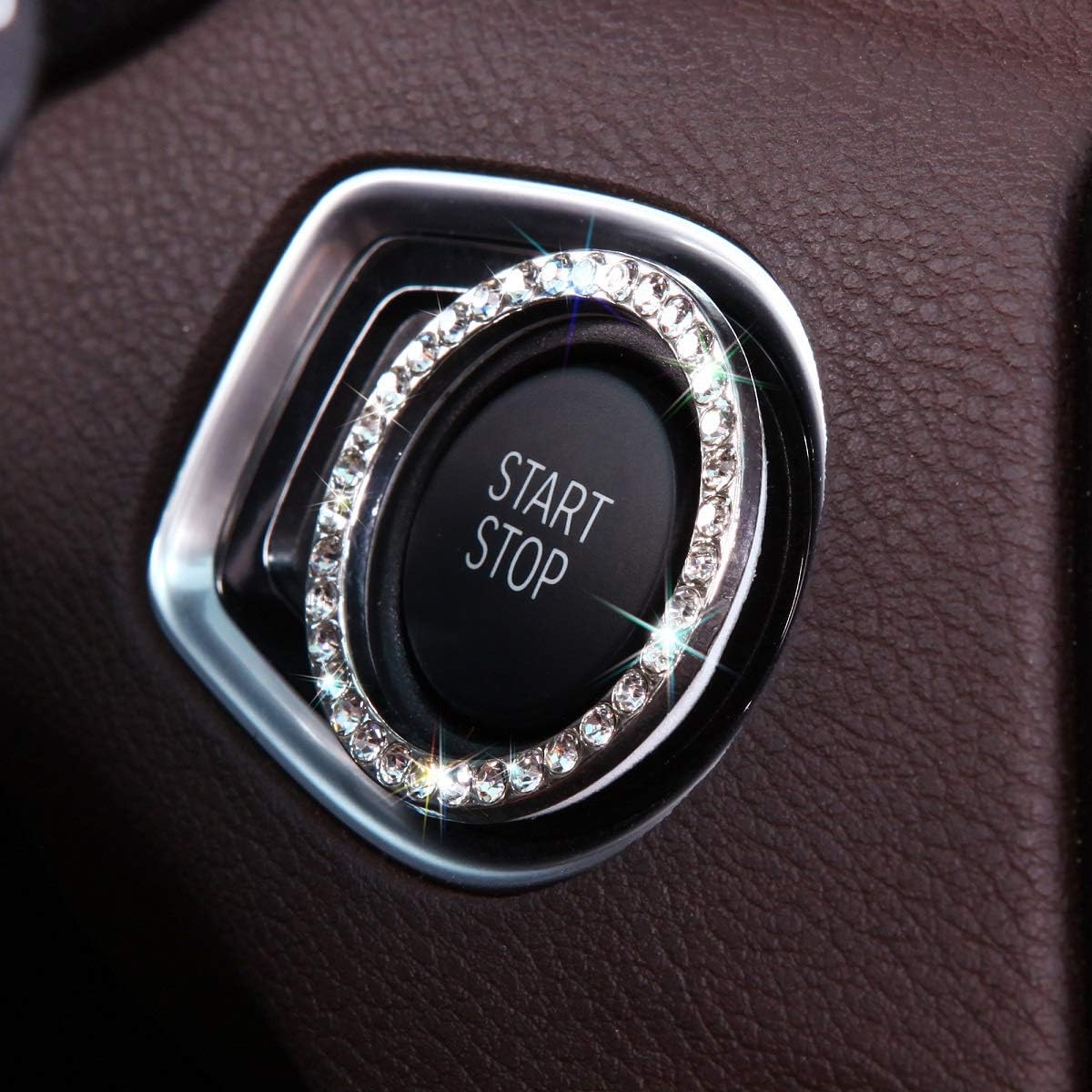5 Pack Bling Car Accessories Set, Bling Steering Wheel Cover for Women Universal Fit 15 Inch, Bling License Plate Frame for Women, Rhinestone Car Decor Set