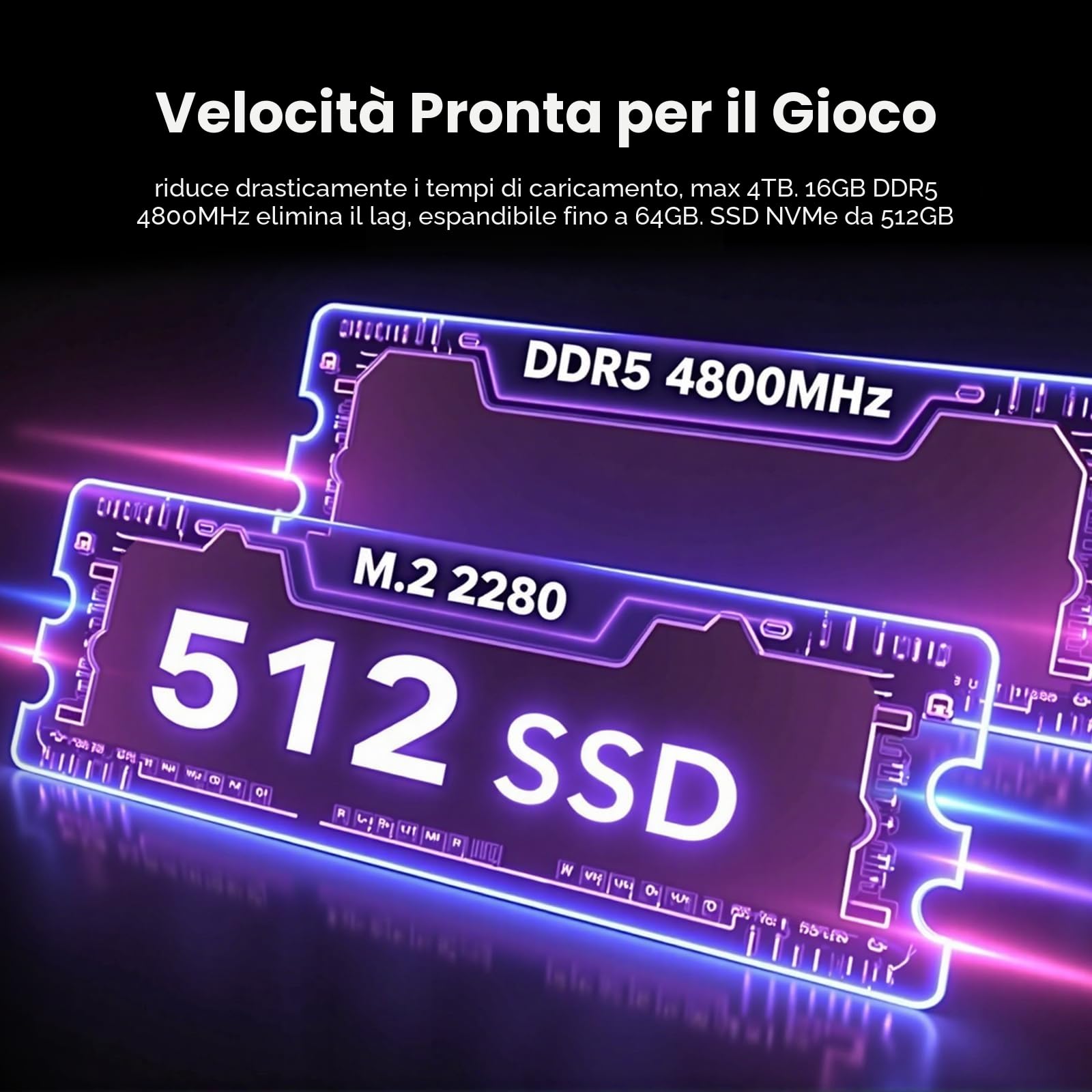 16" PC Portatile Gaming Ryzen 7 H255 Fino a 4,9 GHz, 8 core 16 thread, 16 GB RAM DDR5 4800 MHz, SSD 512 GB, 1920 x 1200 FHD Display Computer Portatile, Tastiera Retroilluminata Laptop, WiFi 6
