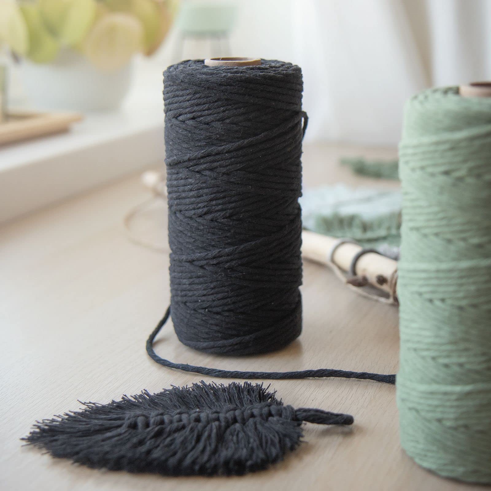 Vaessen creative • macramé touw 3mmx100m zwart