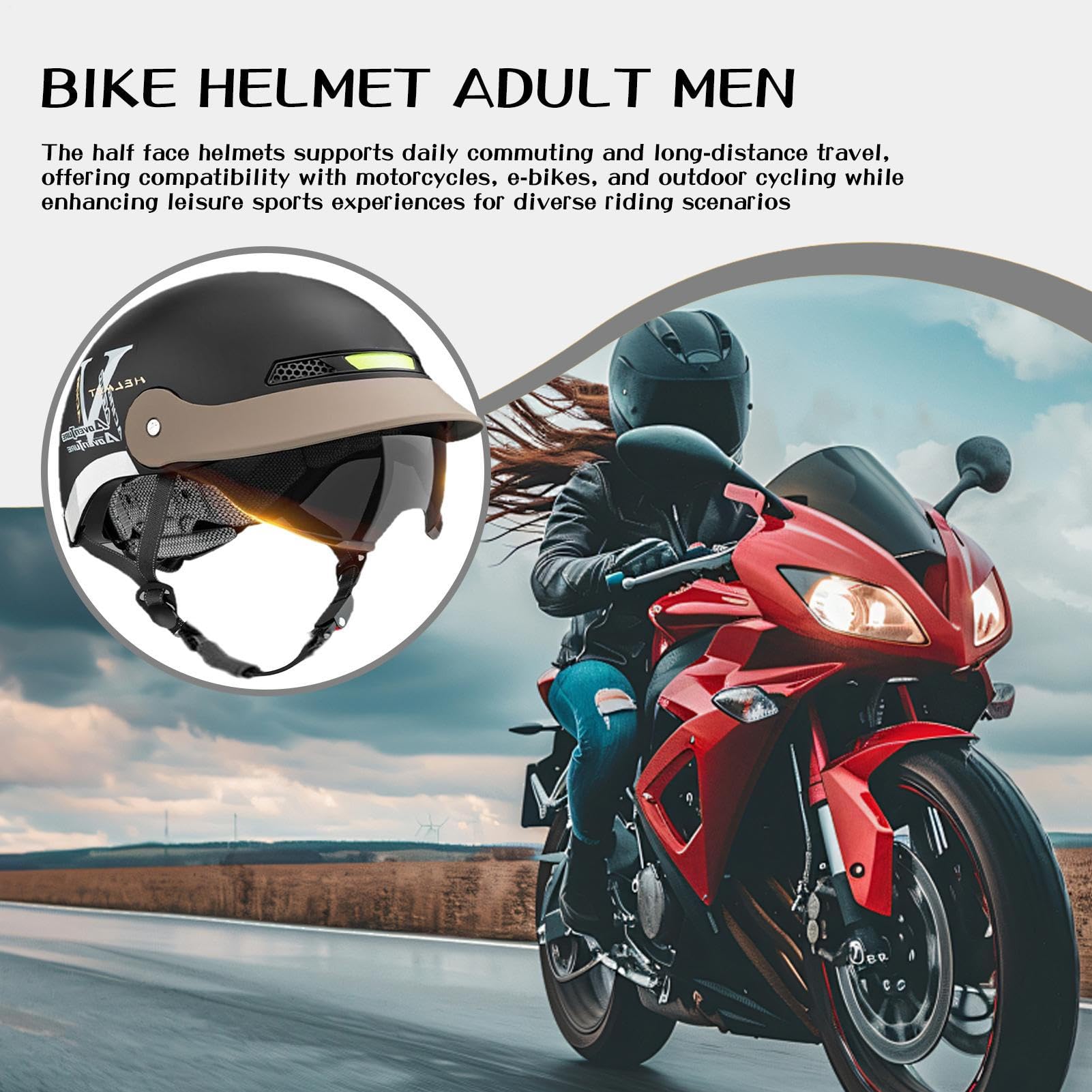 Kask motocyklowy połowa twarzy Osłona przeciwsłoneczna Quick Release Protective