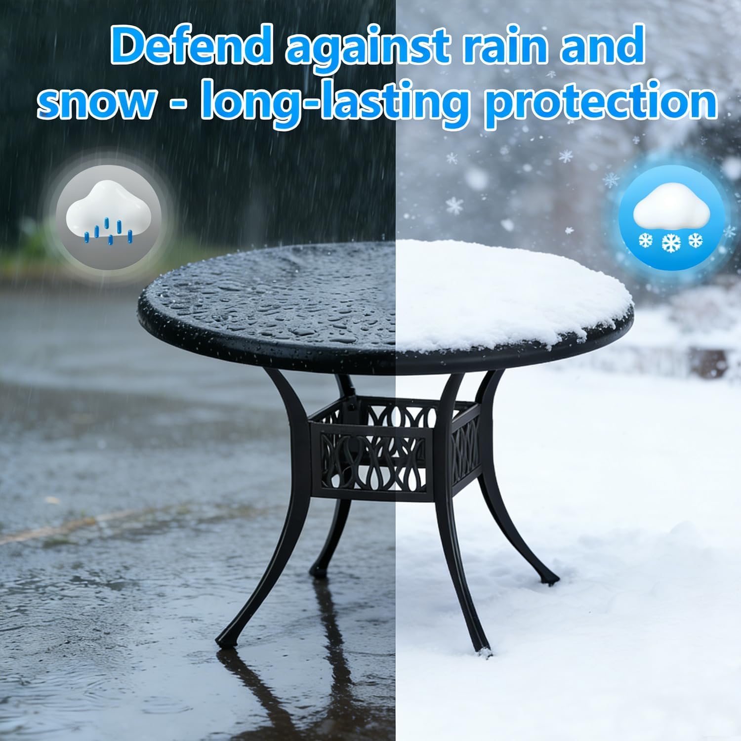 Outdoor Round Table Cover 56"Dia x 6"H, 420D Waterproof Outdoor Cover for Patio Furniture Dinning Table Picnic Coffee Tables Chairs and Sofas, Black