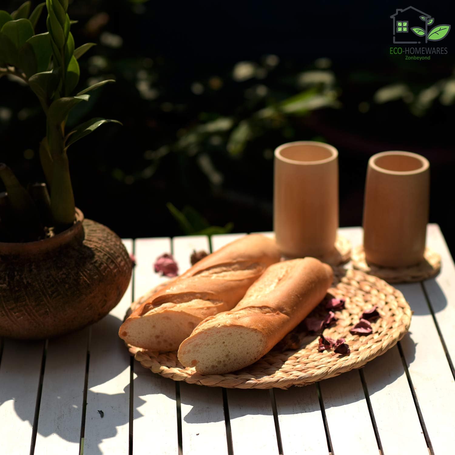 Bеѕt Cуbеr Mоndау 🔥 Large Wicker Placemats for Dining Table, Handmade Water Hyacinth Placemats for Hot Dishes, Insulated Hot Pads Round Placemats for Kitchen (Water Hyacinth-4pcs-13.4)