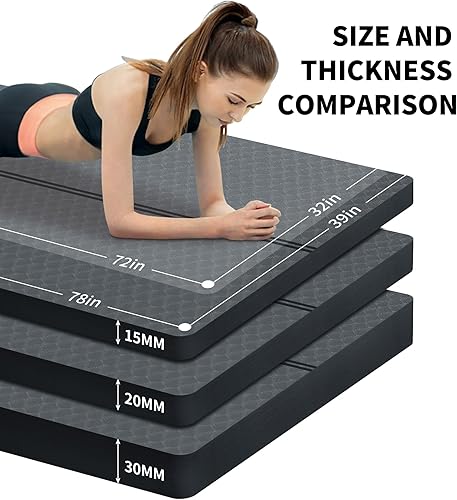 Miniatura 4 de nuveti Esterilla de ejercicio grande  0.591 in0.787 in1.181 in de grosor  Alfombrilla de entrenamiento para fitness, yoga, pilates, estiramiento y