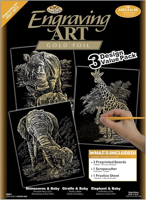Royal & Langnickel Gold Engraving Art A4 Gold African Animals Designed Painting Set