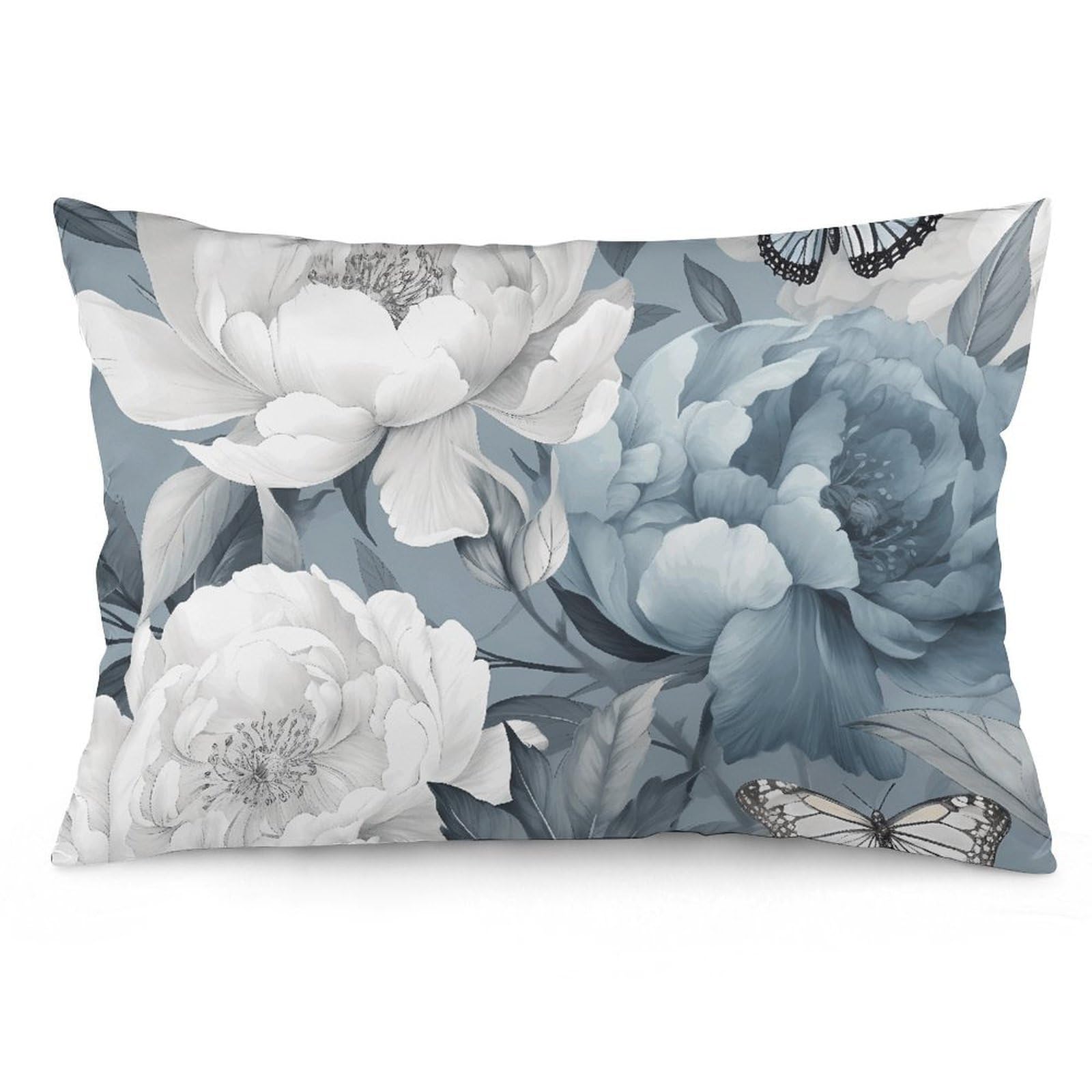2 Pack Pillow Cases for Hair and Skin, Soft Breathable Pillow Case Covers with Hidden Zipper, Flowers and Butterflies Pillowcase 16 "x24 Pillow Covers for Sleeping Gift