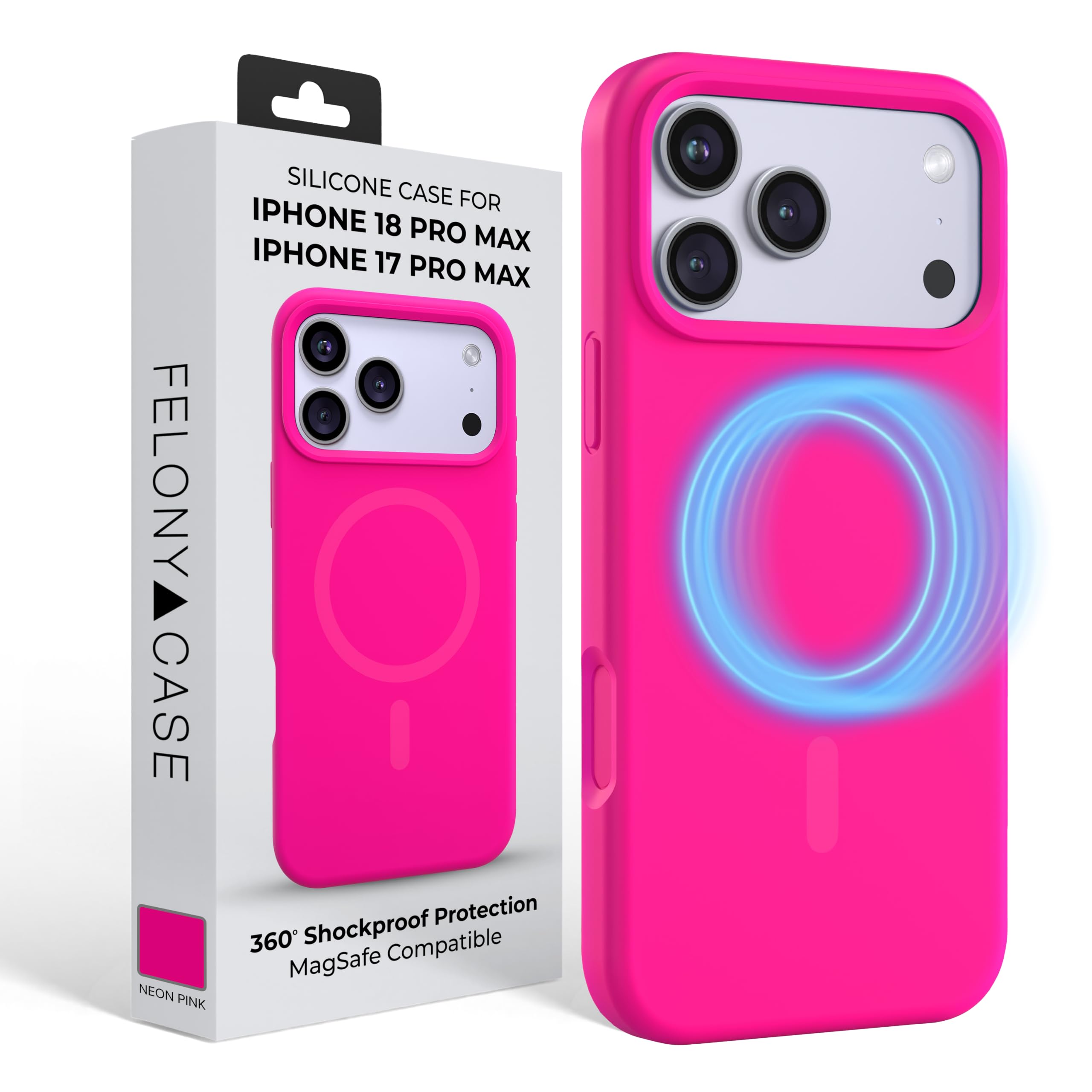 Custype iphone 17 pro max ケース ピンク マゼンダ FELONY CASE for iPhone 17 Pro Max, MagSafe, Silicone Cover, Neon