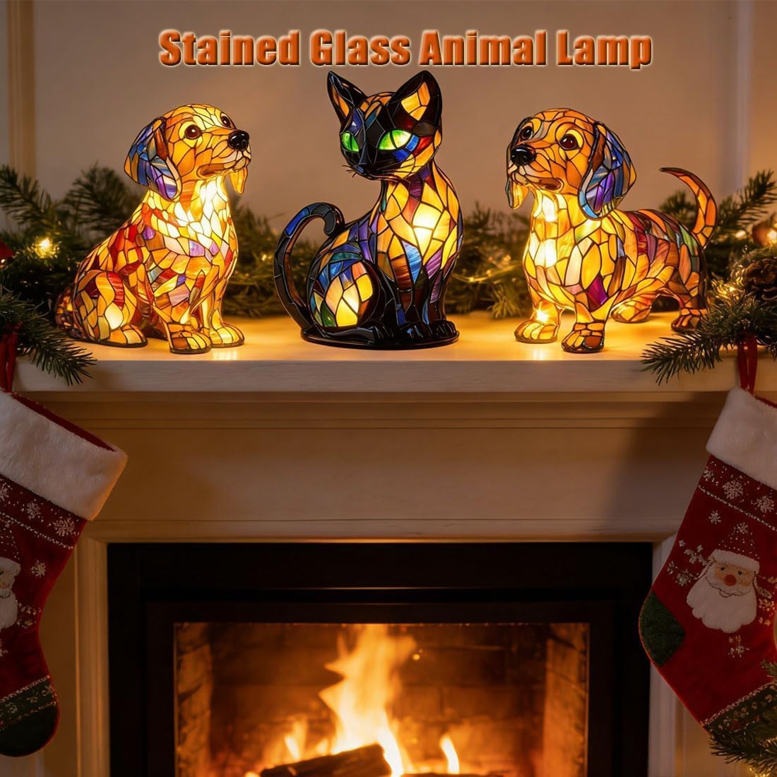 Puppy Glow Lamp - Handcrafted Resin USB Multicolor Night Light with Stained-Glass Effect (1PCS)