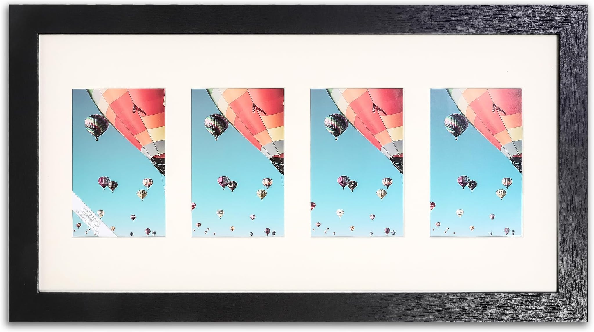 The Display Guys - Collage Wooden Picture Frame w. Tempered Glass - 10x20 matted to Multi 4x6 - Wall Hanging - Black