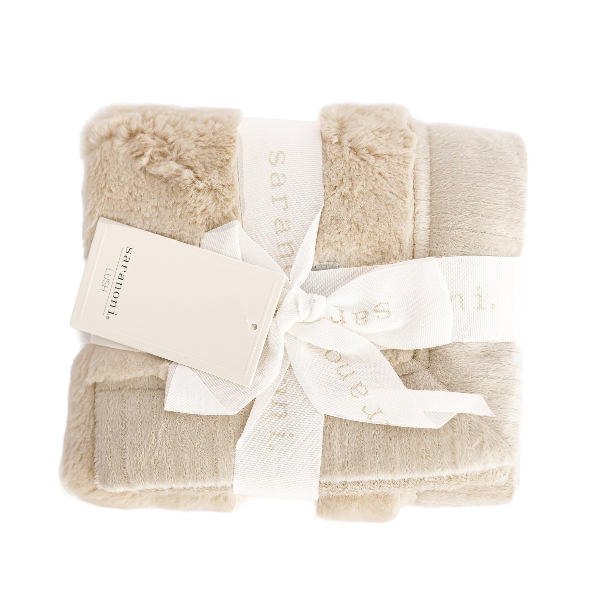 Saranoni Blankets for Babies | Ultra-Soft Lush and Boutique Quality Baby Blanket | Ivory, Mini - 15" x 20"