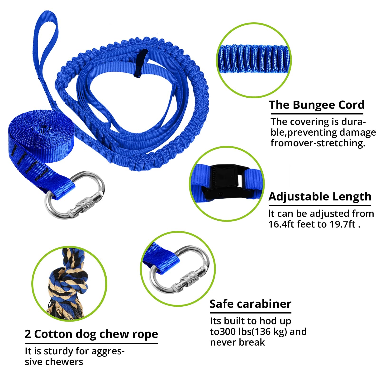 Juguete elástico Colgante para Perros: Cuerda interactiva para Perros pequeños a Grandes Pitbull para Hacer Ejercicio y Equipo de Entrenamiento, Juguete de Cuerda para Perros al Aire Libre