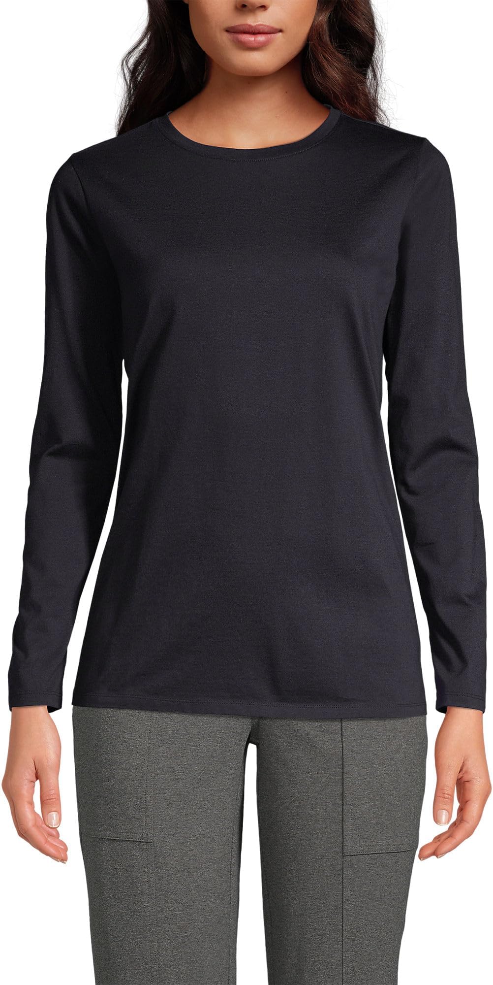 Women's Relaxed American-Grown Supima Cotton Long Sleeve Crew Neck T-Shirt