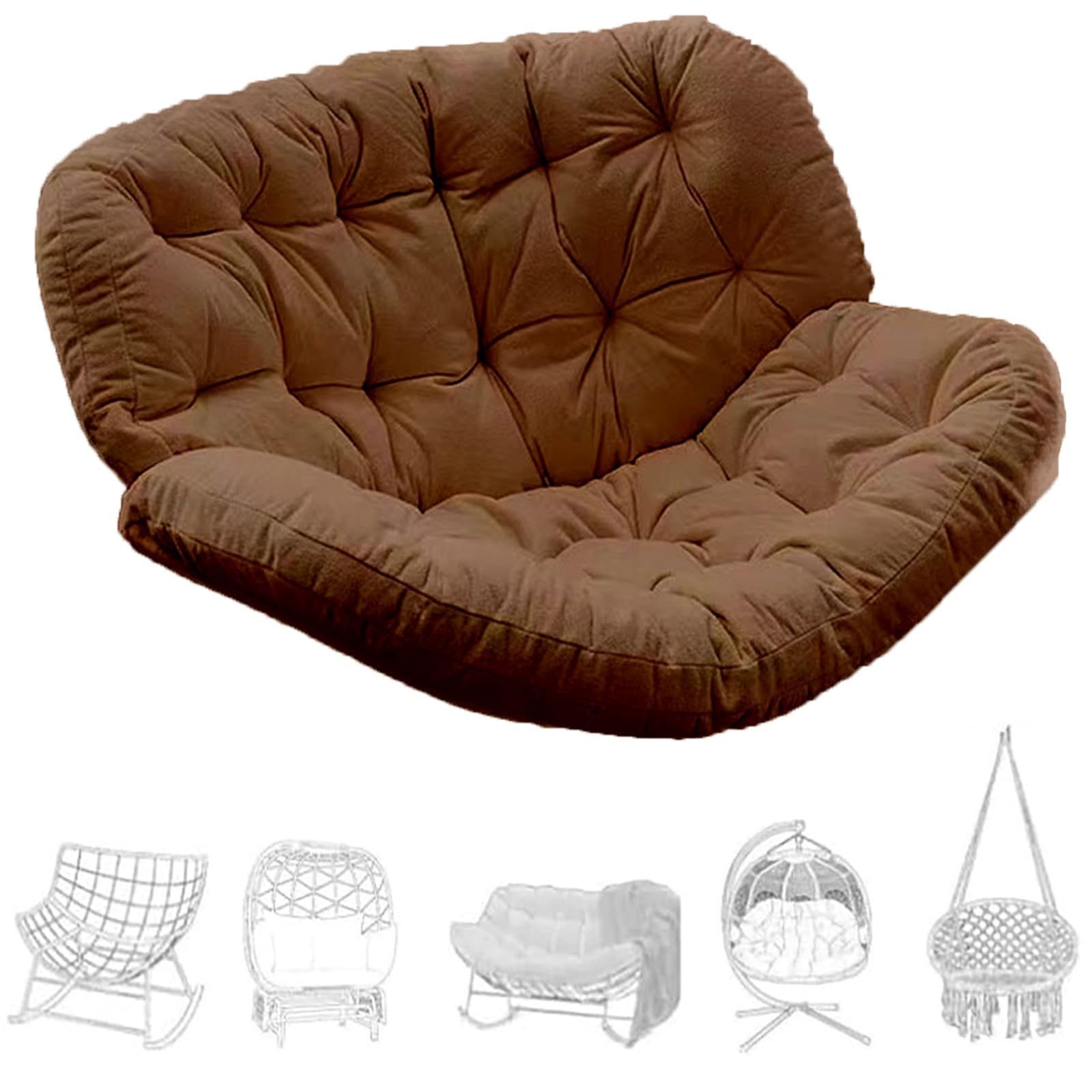 BYGSBKDP Rocking Chair Cushions, Waterproof Giant Patio Rocking Chair Replacement Cushion, Replacement Cushions for Outdoor Double Egg Chair Cotton Filling Is Comfort Soft And Skin-Friendly (Brown)