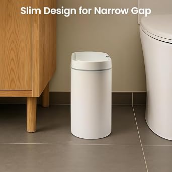 2 Gallon (7.5L) Automatic Sensor Trash Can – Touchless Motion Activated Bathroom Bin, Waterproof Smart Garbage Bin with Lid, Silent Operation for Kitchen, Office & Home (White)