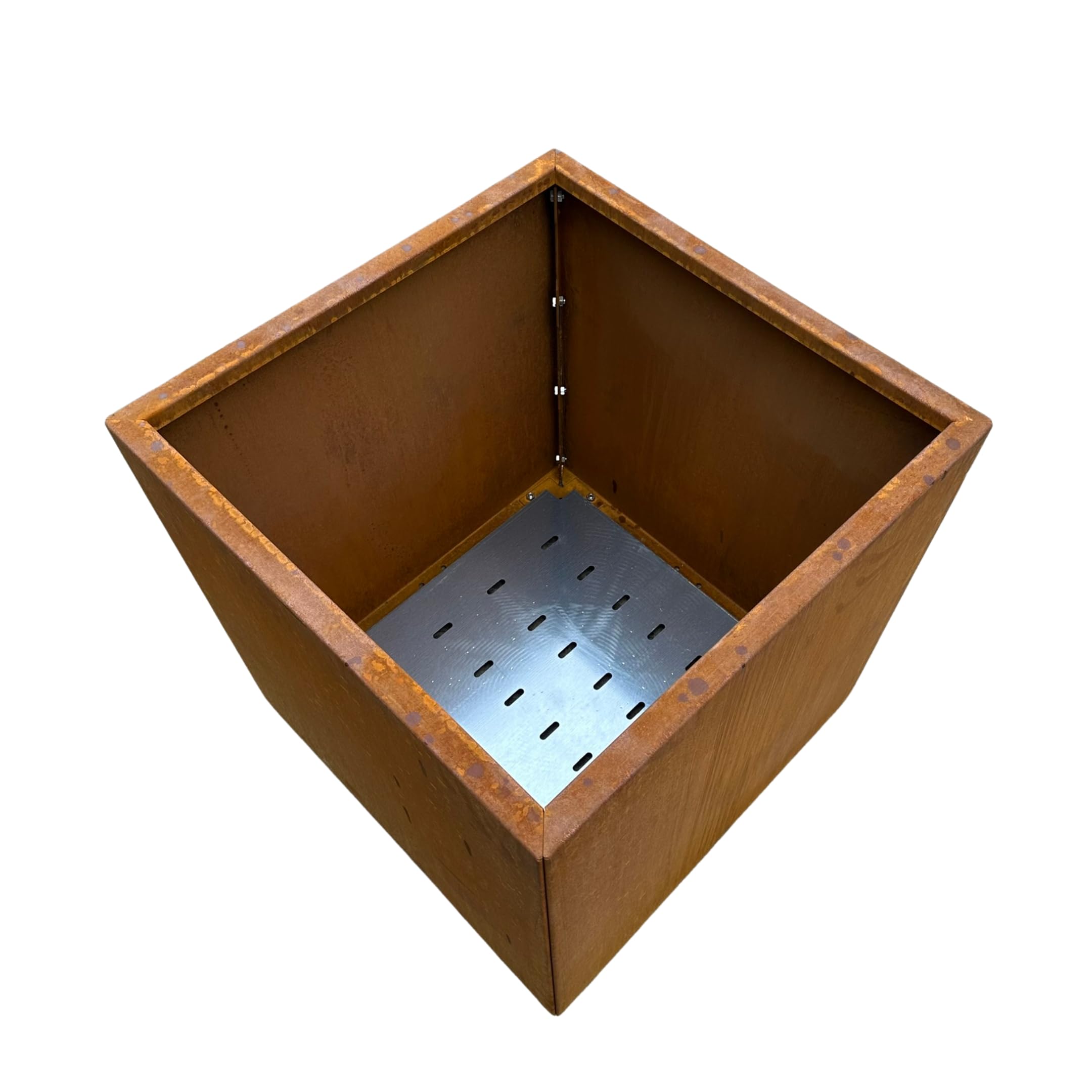 Czaja Cortenstahl Pflanzkübel 60x60x60 cm Fiorella mit Bodenplatte - Made in Germany - Rost Deko Blumenkübel quadratisch – wetterfest & langlebig – Garten Terrasse Balkon – Edelrost Pflanzgefäß