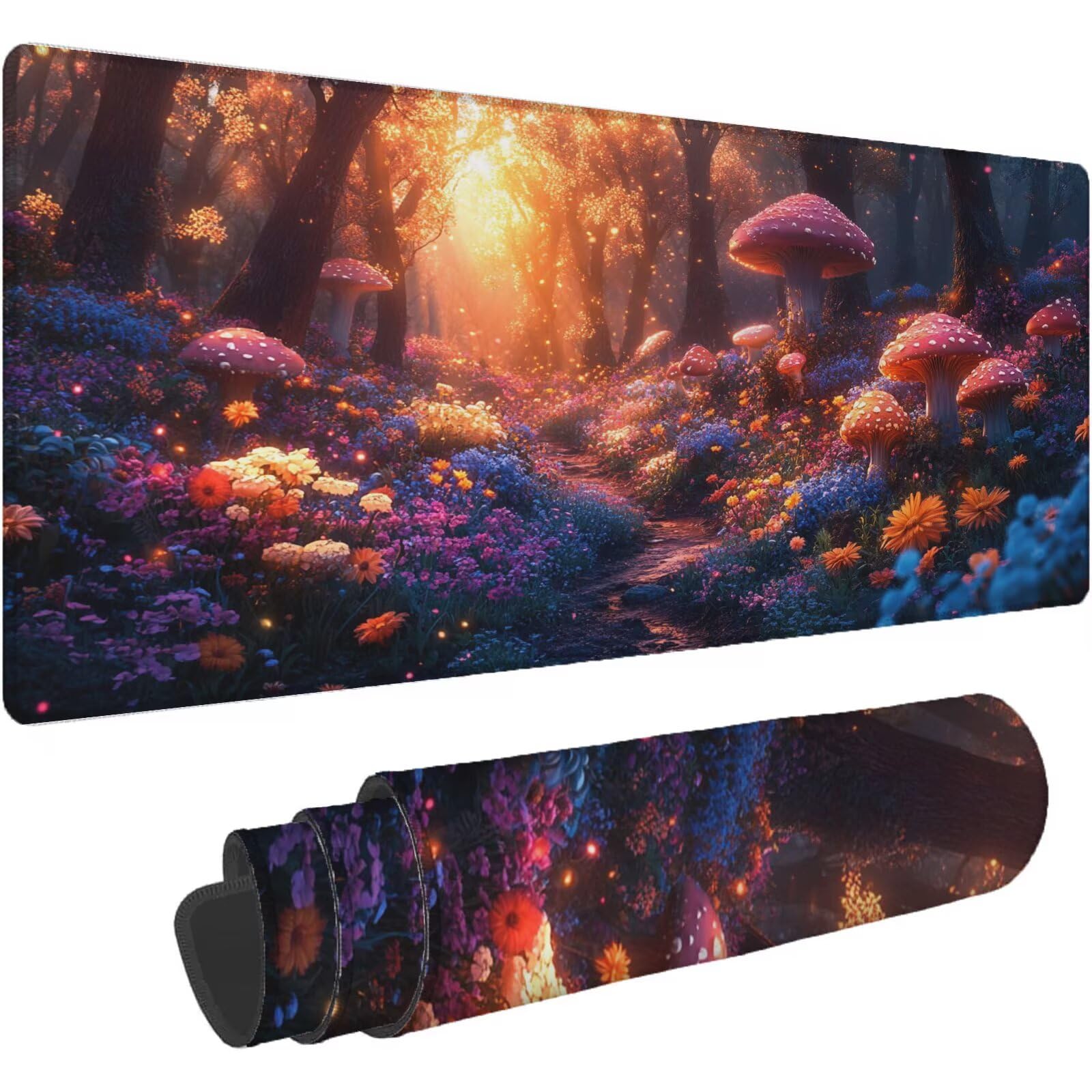 Podkładka pod mysz do gier pomarańczowa podkładka pod mysz duża podkładka pod mysz 1400 x 700 mm kwiaty z przeszytymi krawędziami podkładka pod mysz do gier z antypoślizgową gumową podstawą podkładka