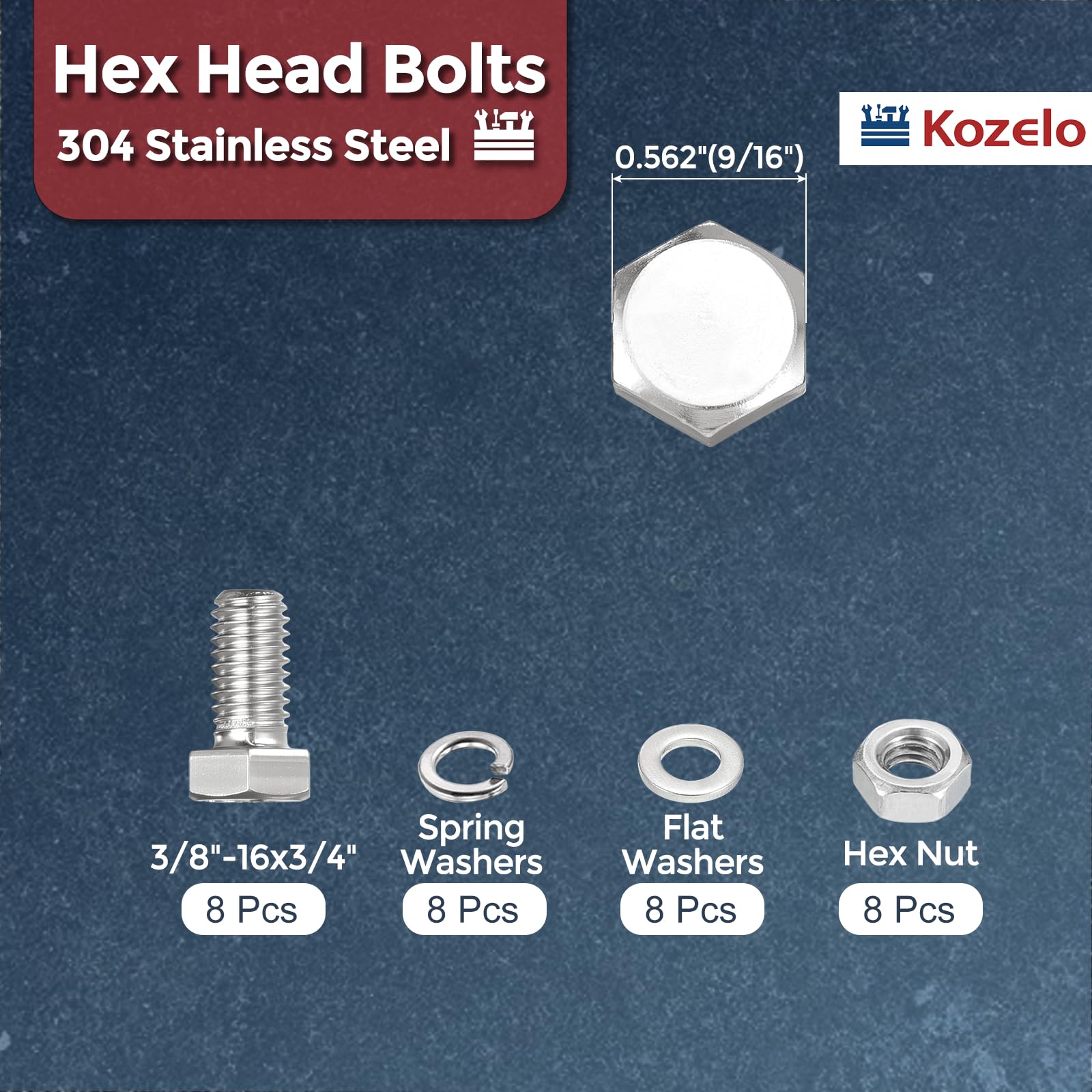 Kozelo 32 Pcs Bolts and Nuts Washers Kit - Image 2
