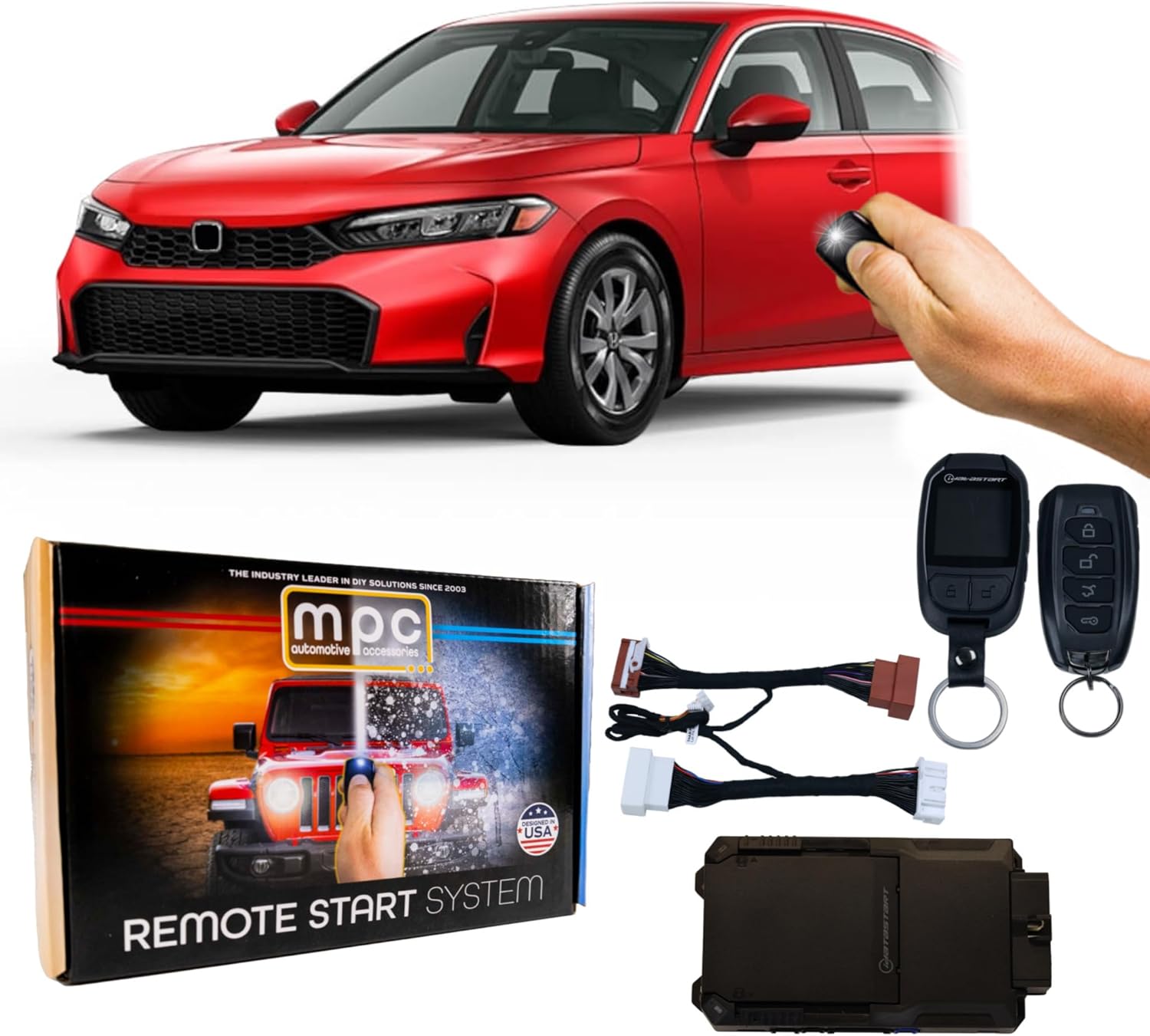 MPC Remote Start Kit Compatible with Honda Civic 2022-2025 || 2-Way 1-Button Remotes Long Range || Plug and Play || No Wire Splicing || USA Tech Support