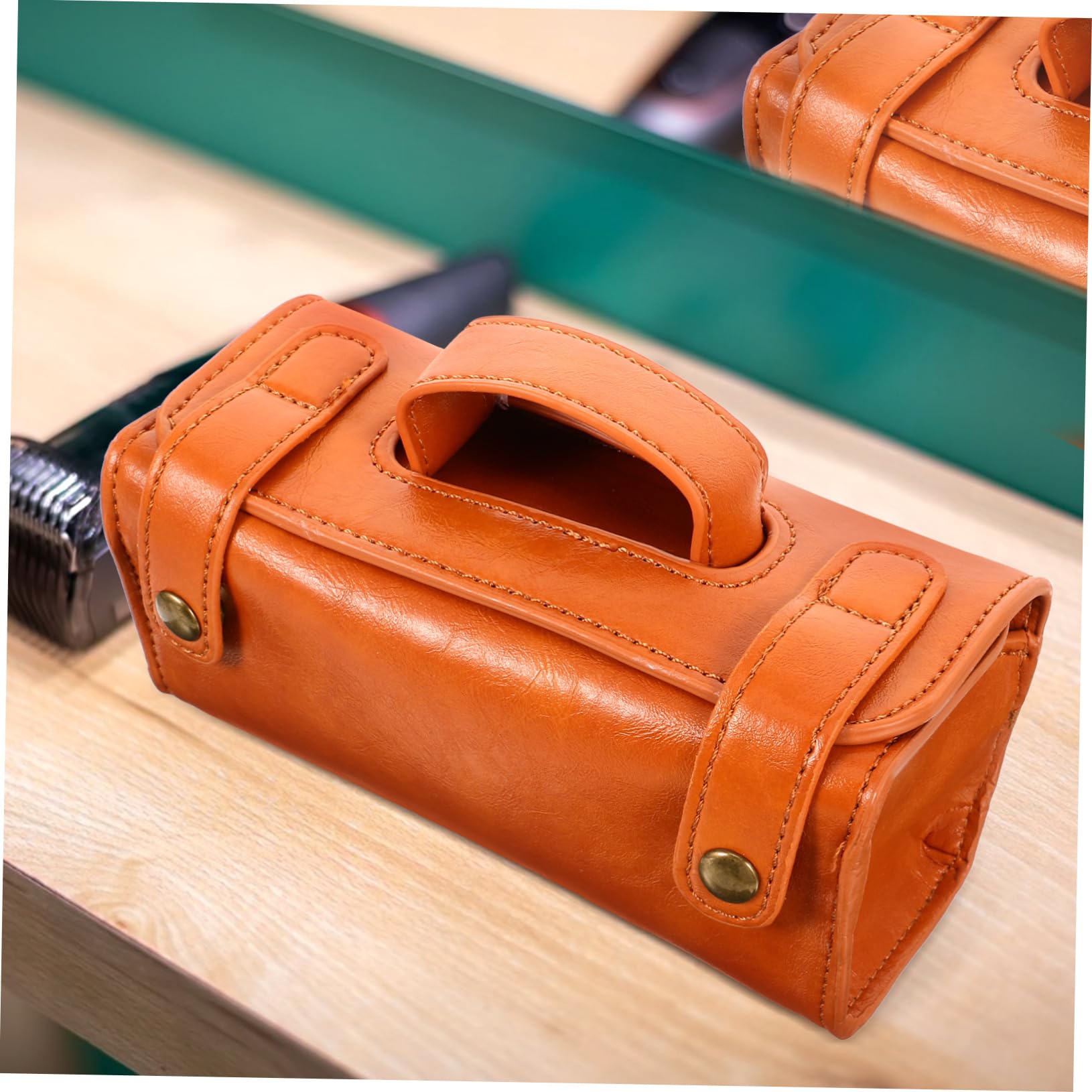 Neceser de Viaje Hombre para Maquinilla de Afeitar, Gran Capacidad | Cuero Sintético Pu Marrón, Múltiples Compartimentos, Organización Fácil, Diseño Portátil y Resistente a Salpicaduras