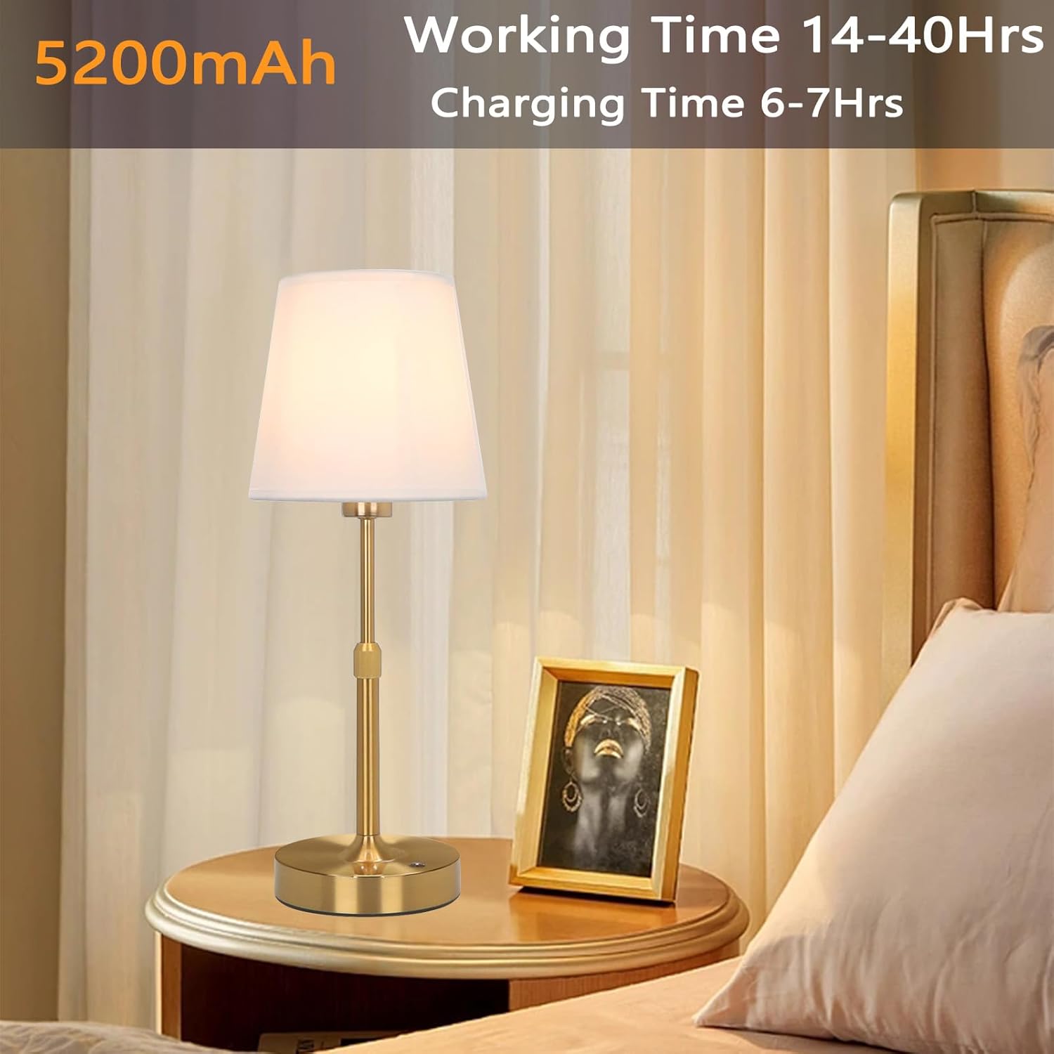 LED Desk Lamp for Office Home, Cordless Table Lamp