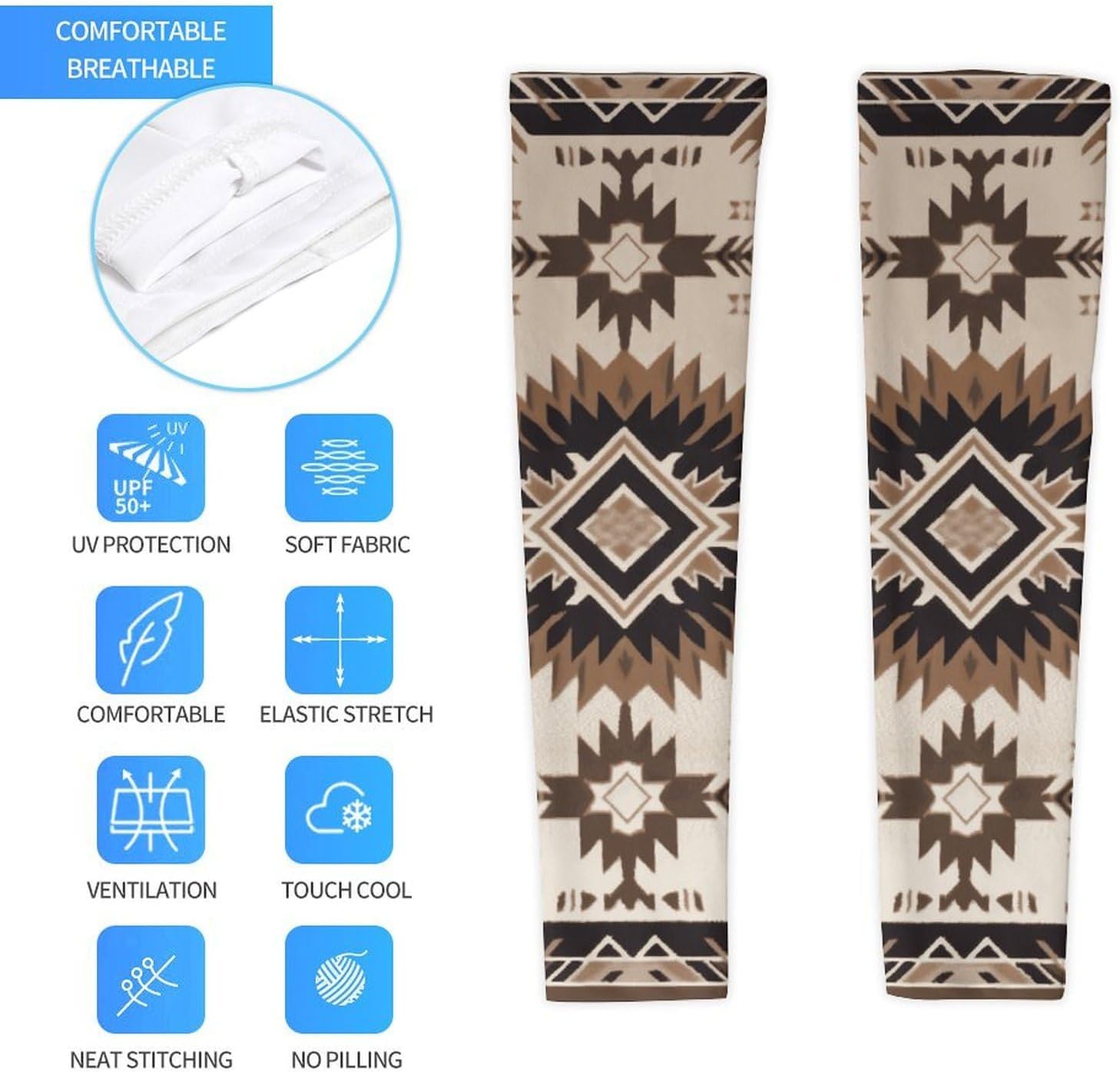 Native American Cooling Arm Sleeves for Men Women UV Sun Protection Compression Sleeve Tattoo Cover for Cycling XL