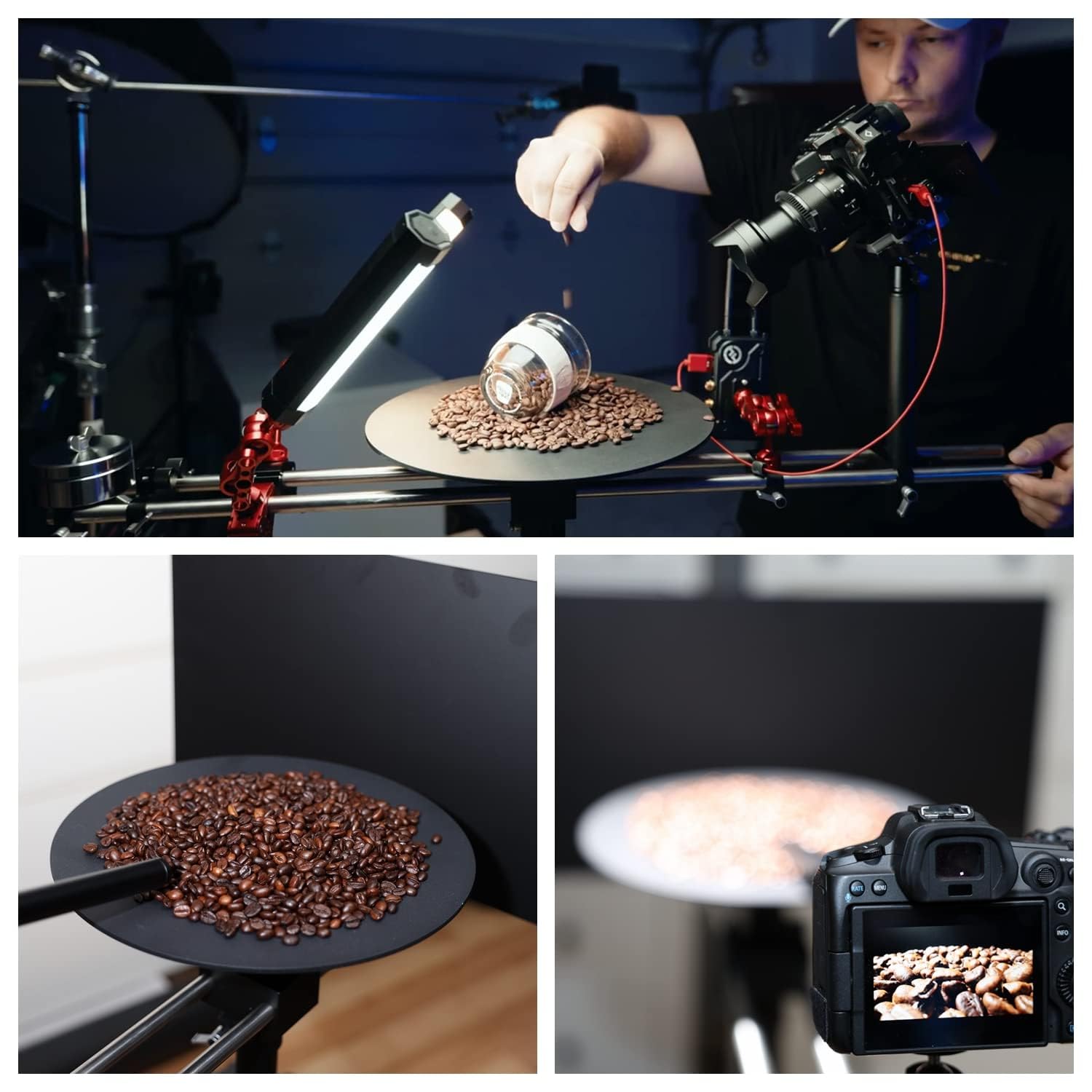 Plateforme Photo 360 DFCINE avec Slider – Rig Rotatif pour Caméra Vidéo avec Roue Dolly, pour Photographie Commerciale de Produits, Effets 360, Ralenti, Bullet-Time et Mouvement Slider (V360S)