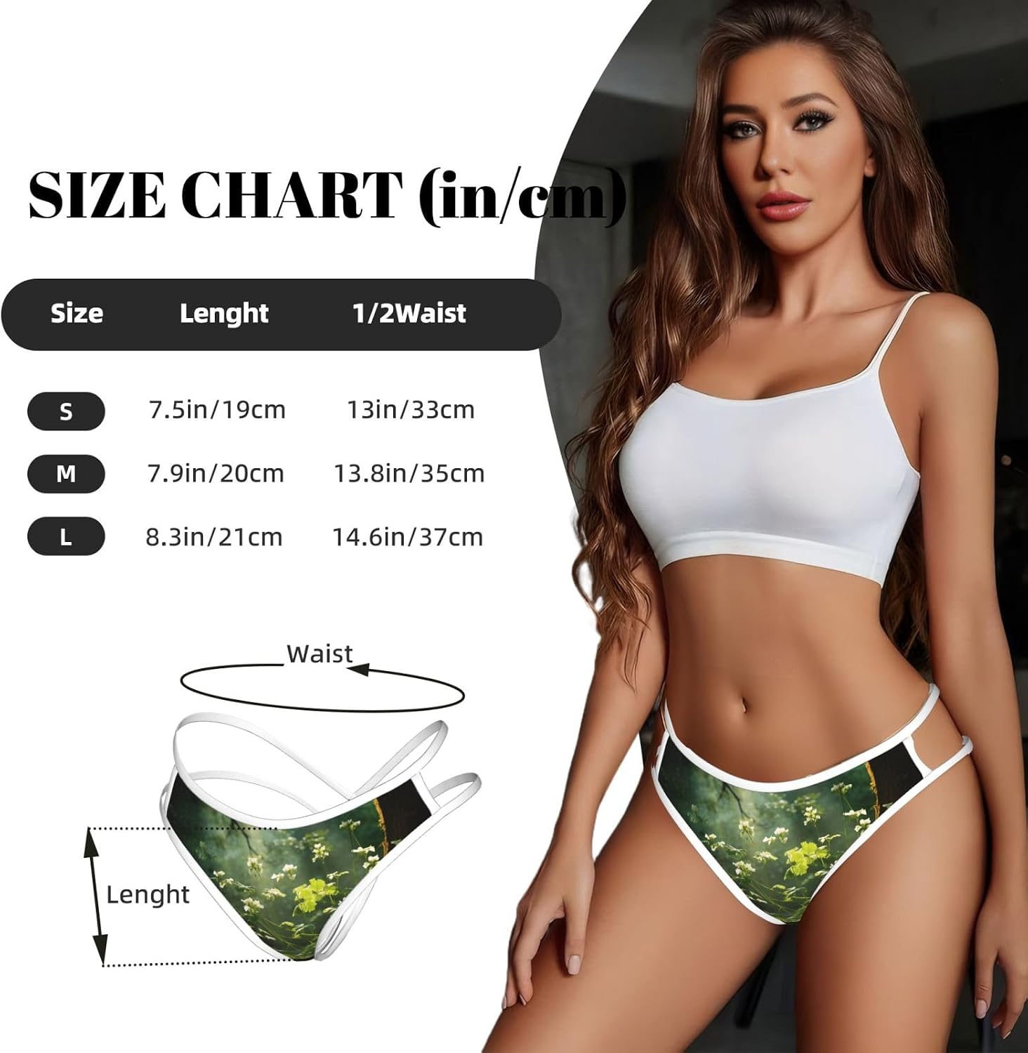 Wild Flowers Birds Leaves Branches Print Sexy Underwear G String Thongs For Women Low Rise No Show Workout Panties For Sports And Yoga White
