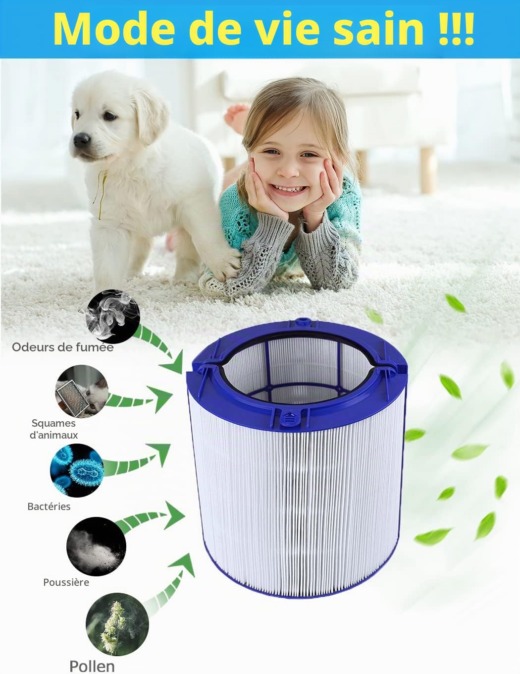 Filtration HEPA de rechange HP04 TP04 DP04 TP05 Pure Cool Ventilateur purificateur d'air charbon actif 360°