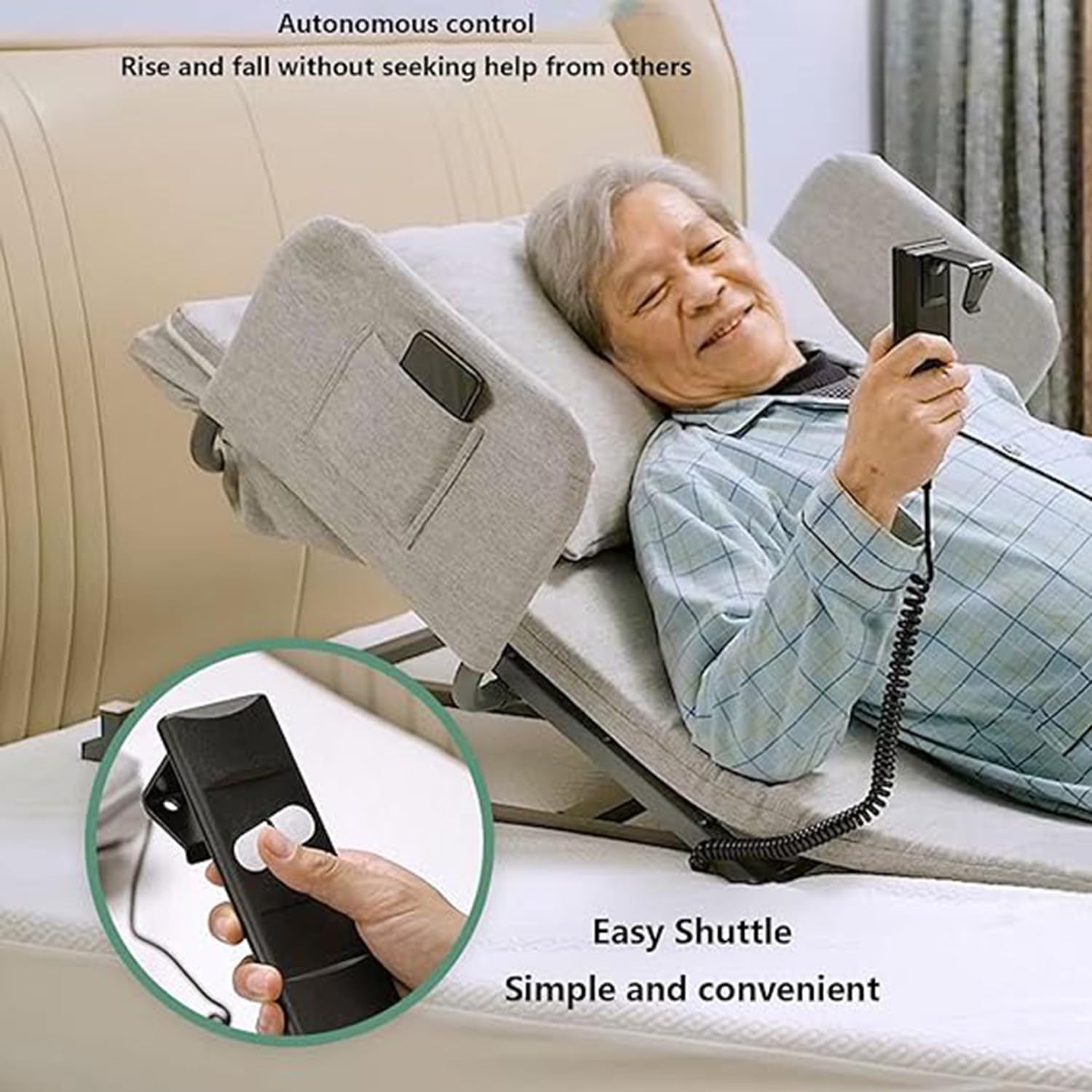 Ayuda para Sentarse y levantarse con la Espalda Ajustable, Elevador de Almohada médica eléctrico, para Soporte de Cuello y Lumbar, para reflujo ácido, Alivio posoperatorio y de ronquidos, marrón
