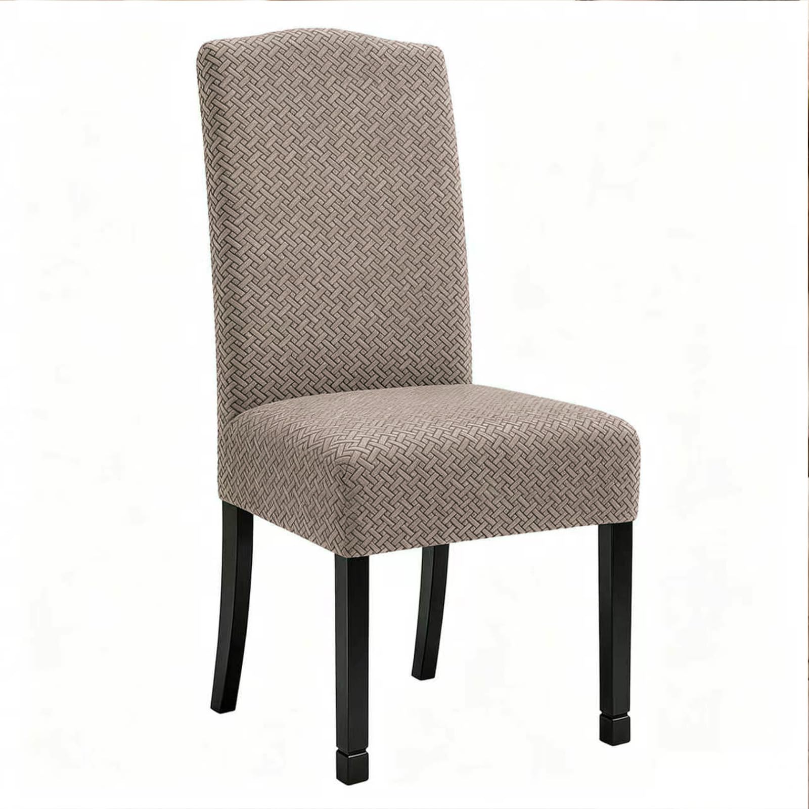 Stretch Wasserabweisende Twill Jacquard Esszimmer Stuhlhussen Home Decor, Stuhlhussen für Esszimmerstühle Restaurant Hotel Zeremonie (Kamel,6 Stück)
