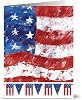 Patriotic Greeting Cards 24 Pack –Flag and Pennants – Unique American Design – RED ENVELOPES Included – Glossy Cover Blank Inside – by Note Card Caf