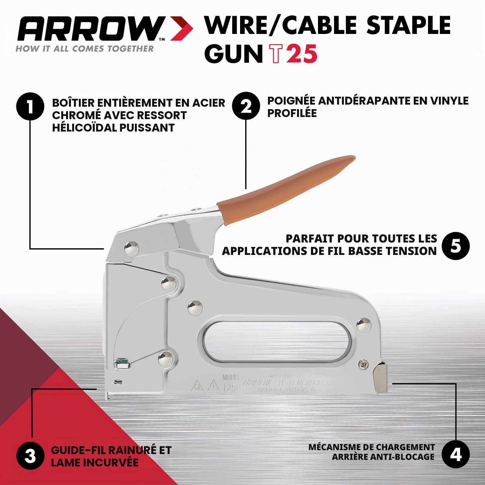 Arrow T25 Agrafeuse pour agrafes rondes