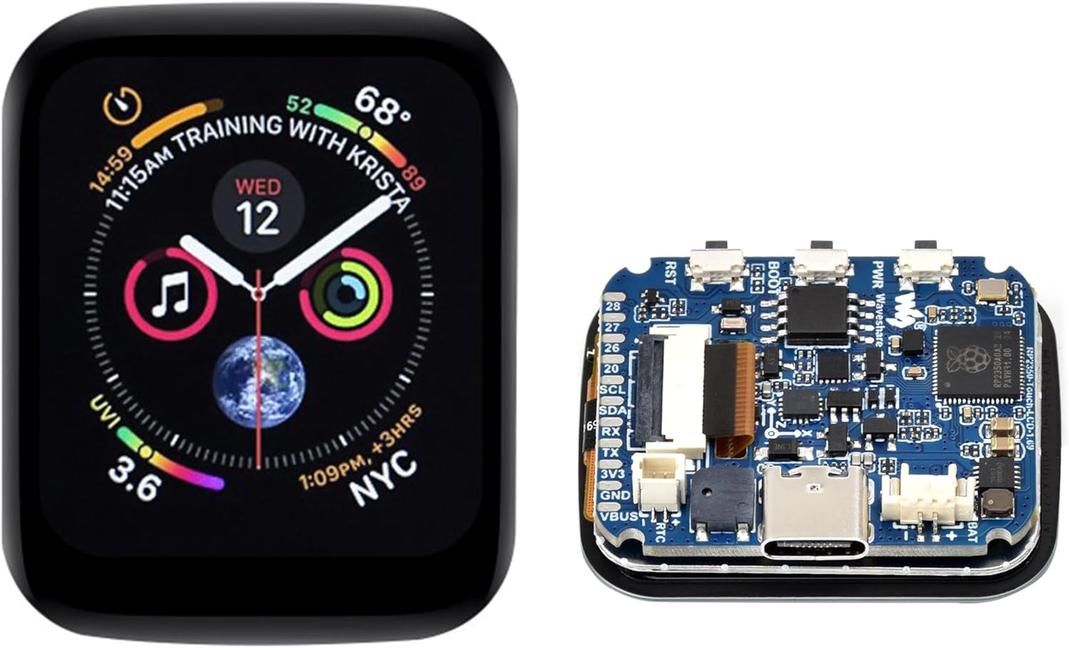 RP2350 1.69inch Touch LCD Development Board, RP2350 Microcontroller with 1.69inch Touch Screen 240x280 Resolution, Rounded Corners, Dual-Core & Dual-Architecture Design, 16MB Flash USB Type-C Port