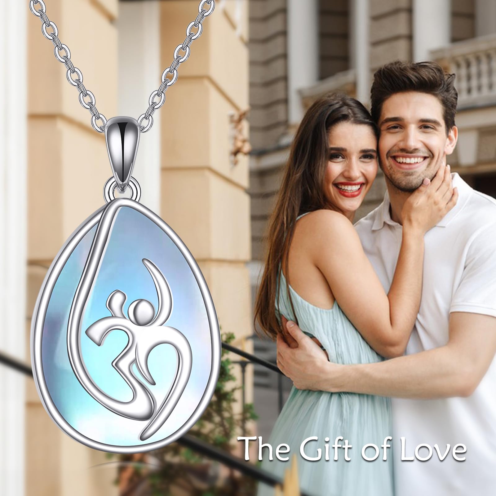 YAFEINI Om Collane per Donna Pietra di Luna Catena Argento 925 Om Collana Ciondolo Indiano Yoga Om Ohm Gioielli per Donne Uomo