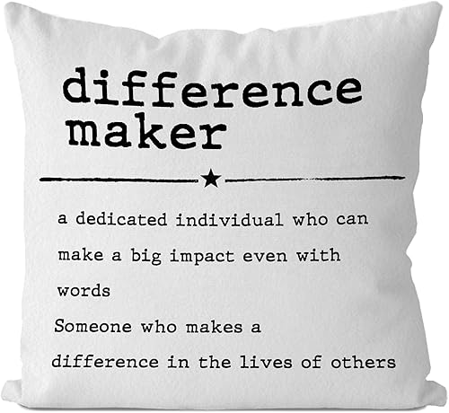 IWXYI Difference Maker Definition - Funda de almohada de 18 x 18 pulgadas, definición mínima para decoración del hogar, funda de almohada decorativa