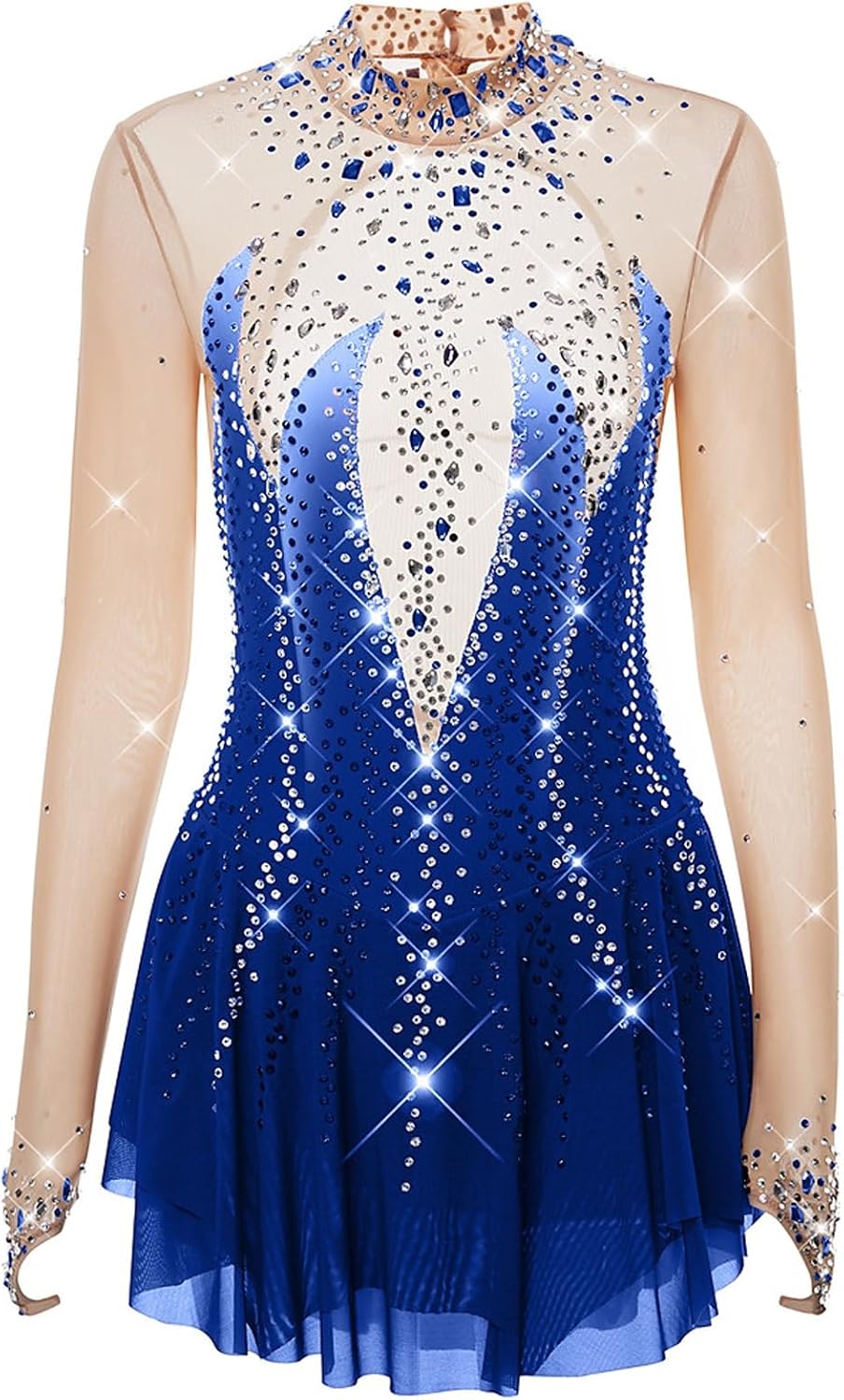 Figure Skating Dress Women Girl Winter Sports Training Competition Clothing Long Sleeve Dress