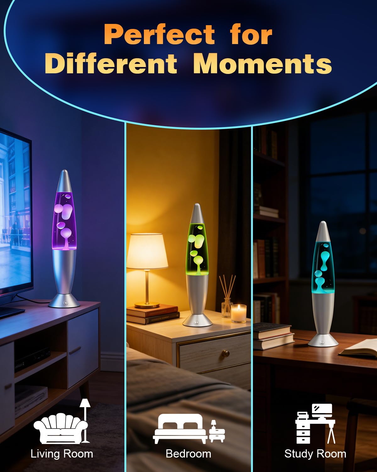 13,5" Lampada a Liquido Art Deco, Telecomando 17 Cambio Colori Luci Notturne, Lampada Atmosfera Retro per Decorazione Camera da Letto, Regalo per Bambini/Adulti a Natale, Festa (Argento)