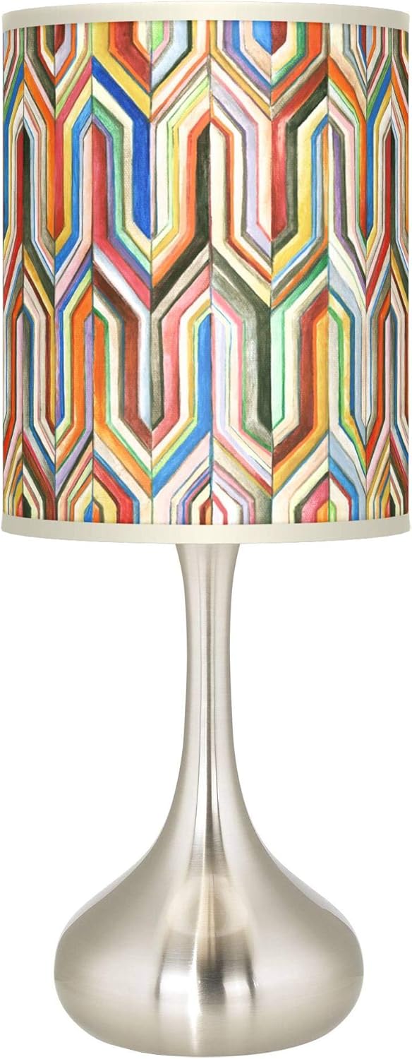 Droplet 23 1/2" High Small Modern Accent Table Lamp Silver Brushed Nickel Finish Metal Single Synthesis Shade Living Room Bedroom Bedside Nightstand House Office Home Reading Kitchen