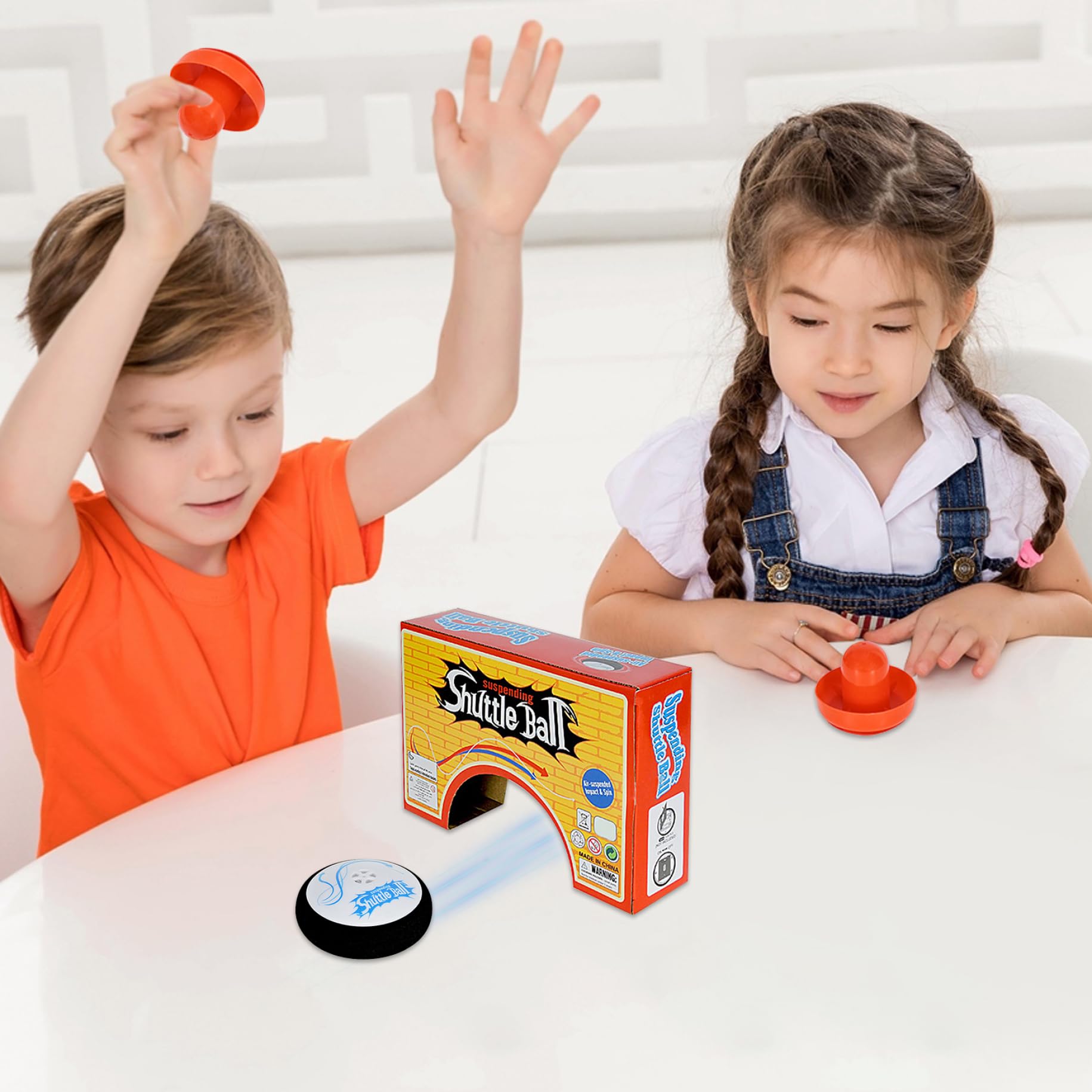 Pouchies Hockey aérien électrique table flottante rouge plastique 2 poussoirs